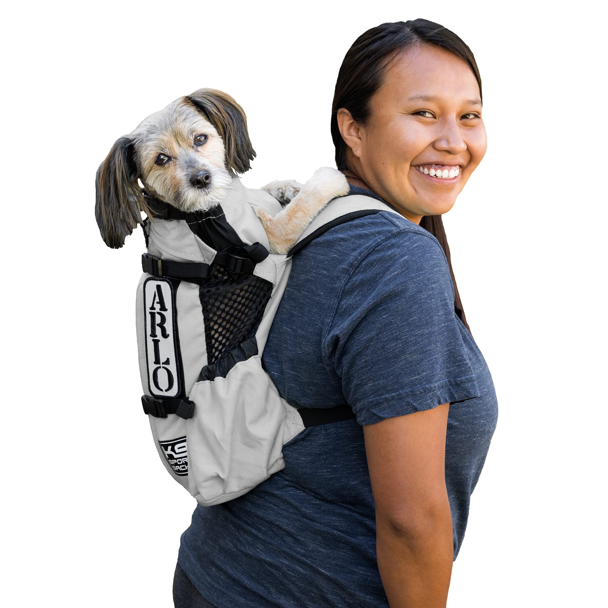 K9 Sport Sack Air 2 - X-Small, Light Grey - Ideal for Dogs with 9-12    Back Length - Durable, Breathable Backpack-Style Carrier