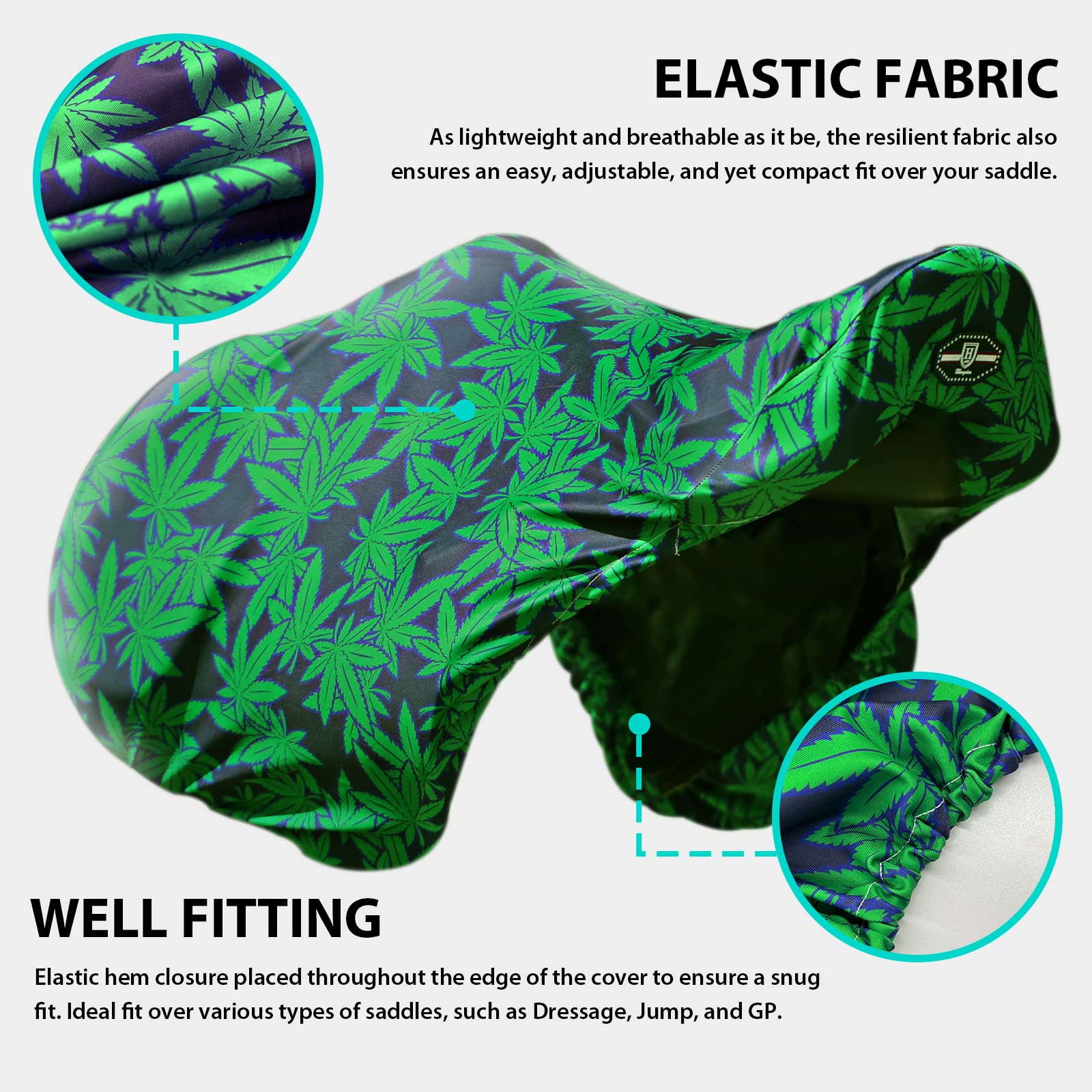 Harrison Howard Stretchy Saddle Cover Keep Saddle Scratch-And-Dust Free Multi-Prints Gp/Cc Saddle Cover-Live Leaf