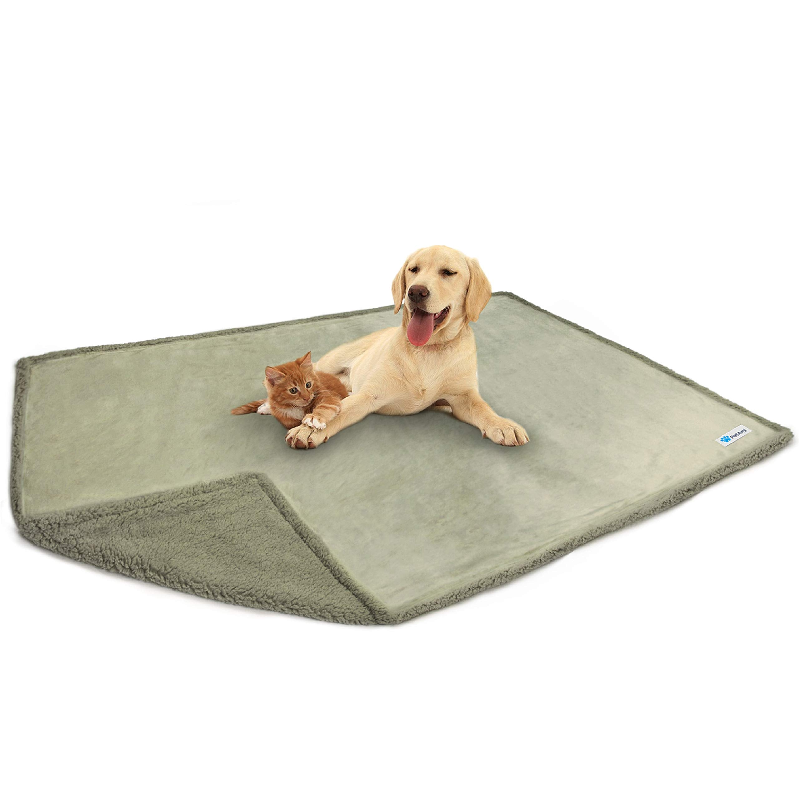 Petami Waterproof Dog Blanket For Bed, Xl Dog Pet Blanket Couch Cover Protection, Sherpa Fleece Leakproof Bed Blanket For Crate Kennel Sofa Furniture Protector, Reversible Soft Plush 80X60 Taupe Taupe