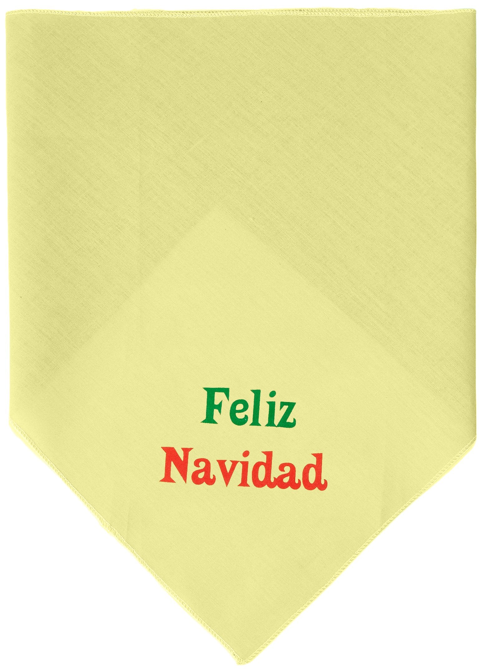 Christmas Pet and Dog Bandana Screen Printed, &quot;Feliz Navidad&quot; Yellow Large