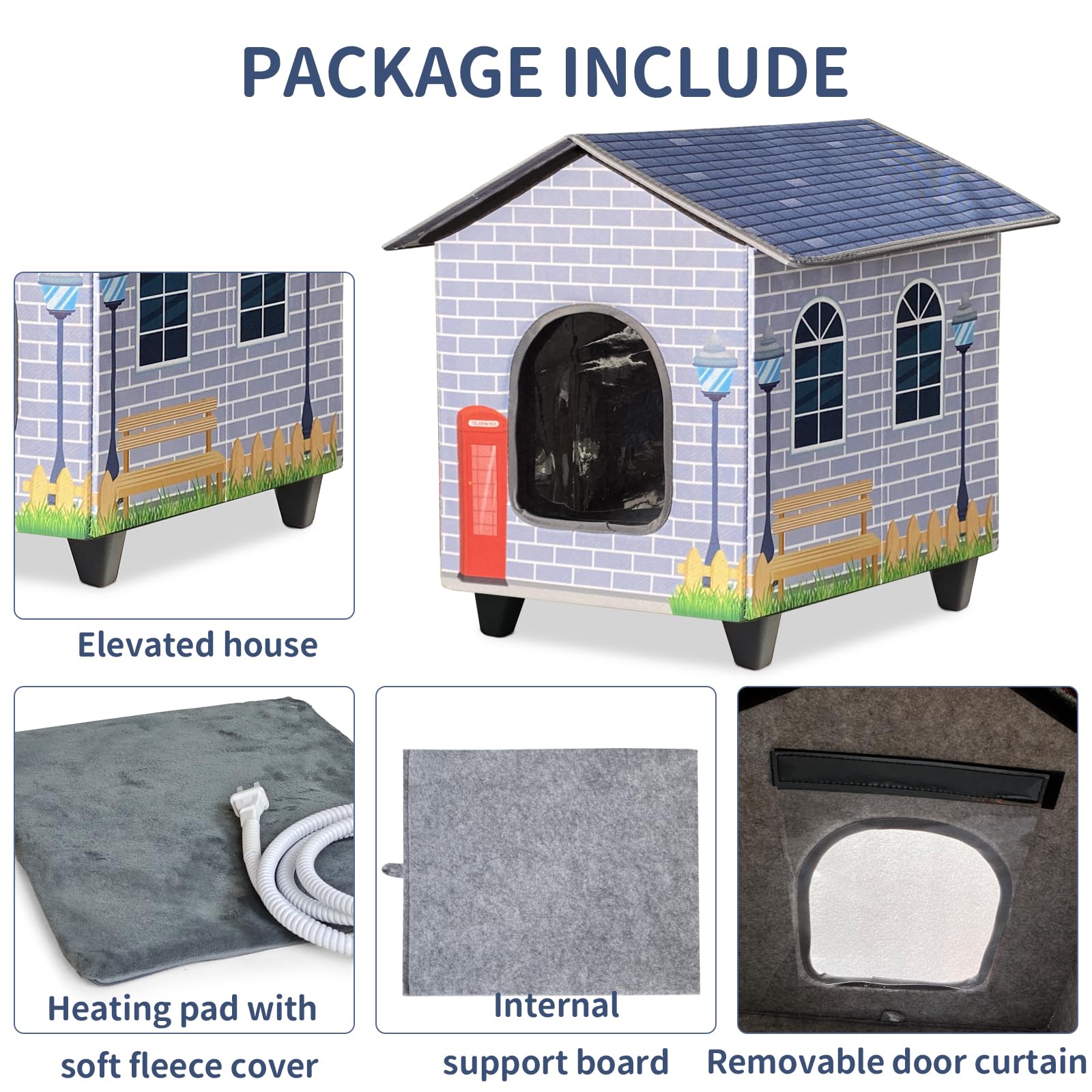 Namotek Heated Cat Houses For Indoor/Outdoor Cats With Elevated Heated Cat Bed Providing Safe Feral Cats, Easy To Assemble Small