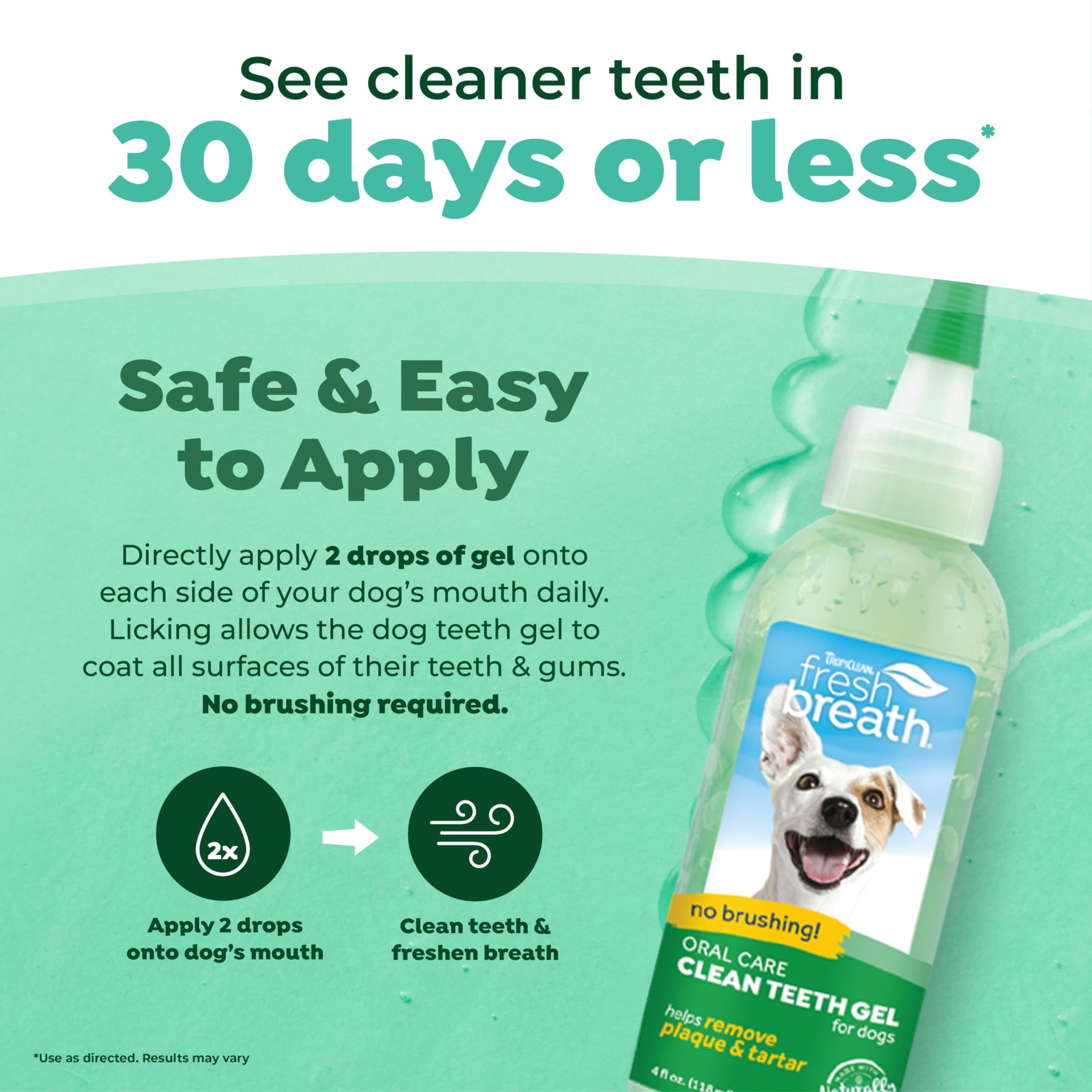 TropiClean Fresh Breath for Dogs | No Brush Dental Gel for Dogs | Dog Dental Gel & Toothpaste for Plaque, Tartar & Stinky Breath