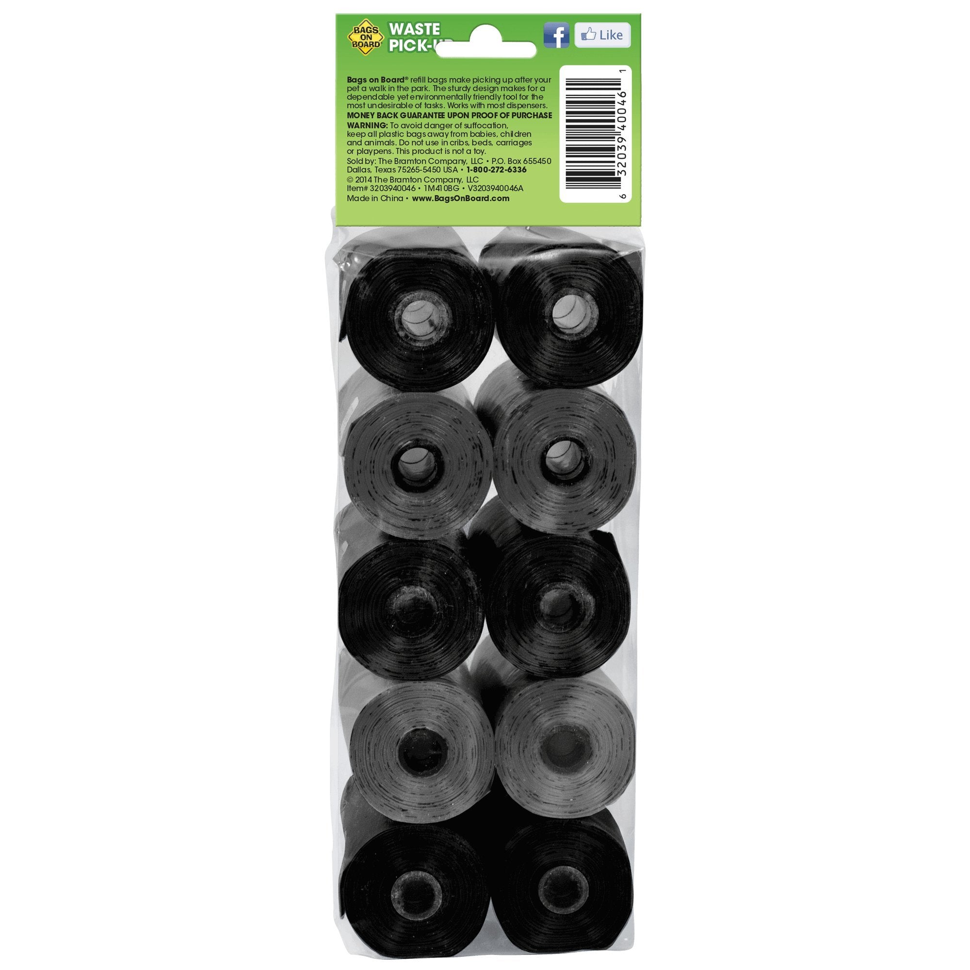 Bags On Board 3203940046Onl Dog Waste Bags Refill, 140 Bags, For Dog And Cat Waste Pickup, Black/Grey