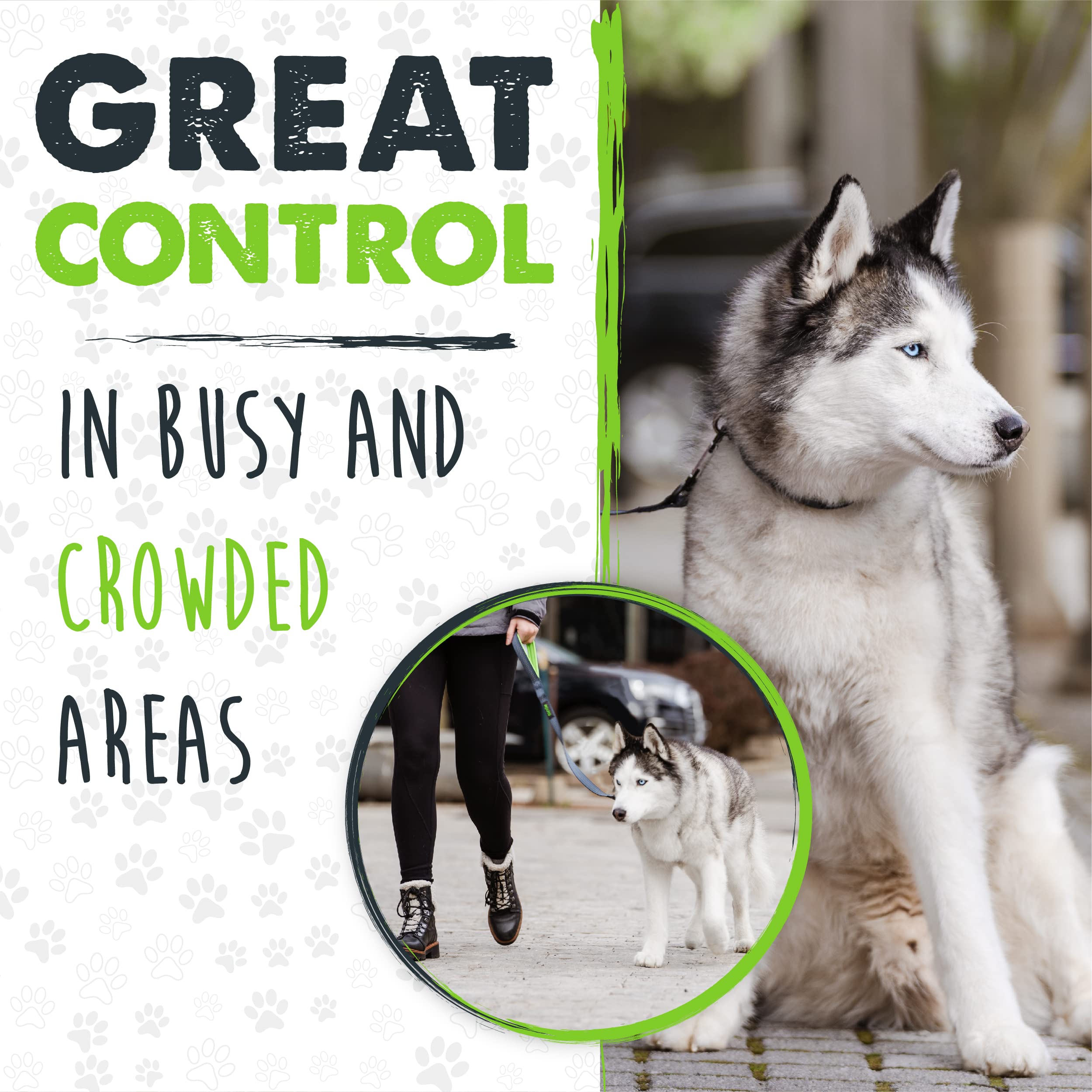 Mighty Paw Short Leash, Traffic Handle Dog Leash, Premium Quality Dog Lead With Padded Handle (18 In, Grey)