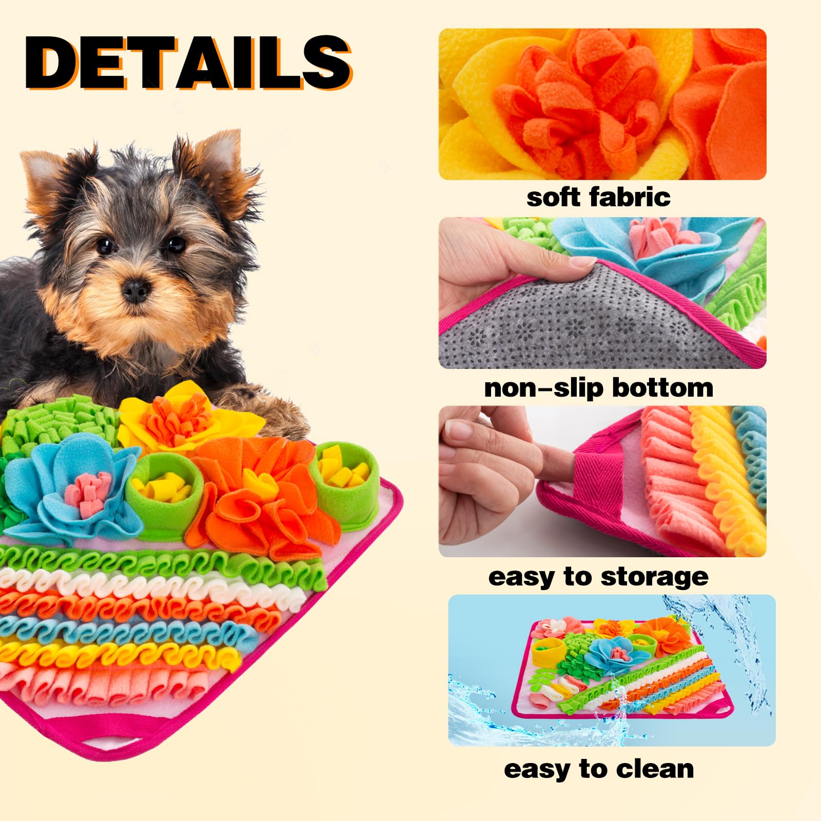 Oliumt Snuffle Mat For Dogs, Sniff Mat Slow Feeding Mat For Small Pets Cats, Rabbits - Help Stress Relief And Training - Stimula