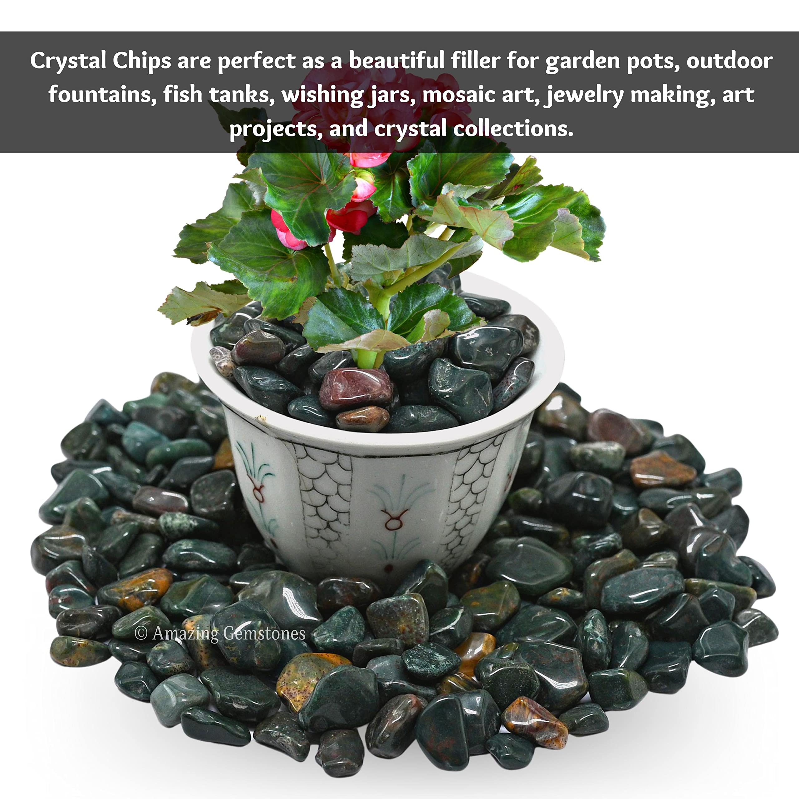 Bloodstone Crystal Chips Aquarium Gravel Rocks - Bloodstone Chips Bulk Fish Tank Gravel, Small Tumbled Stone Chips and Tiny Crys