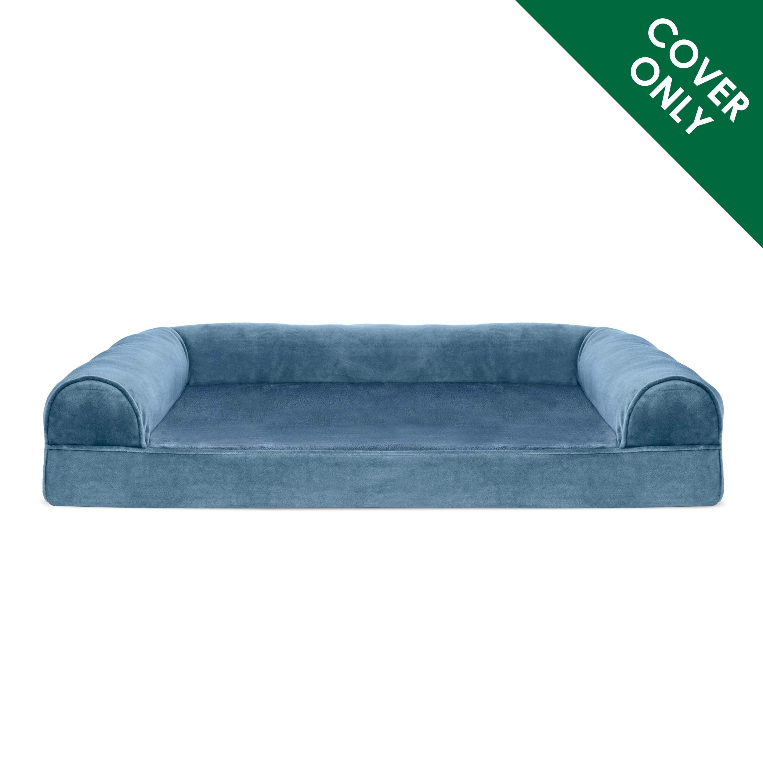 Furhaven Faux Fur & Velvet Dog Bed Cover, Large 36"x27", Machine Washable, Harbor Blue, Model CVR-45437405