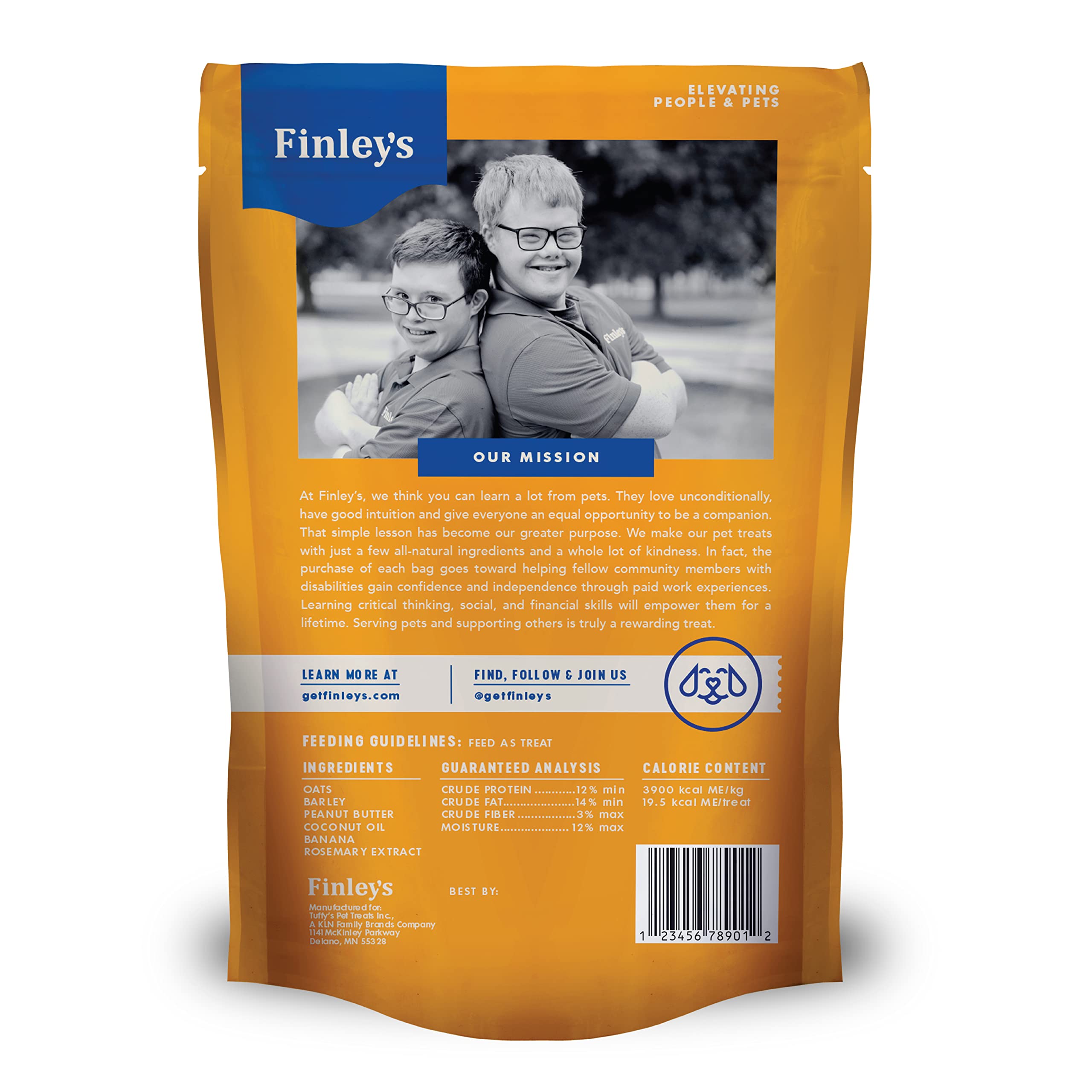 Finleys Peanut Butter & Banana Dog Biscuit Treats, All Natural, Limited Ingredient Dog Treats, 12 Ounce (Pack of 1)