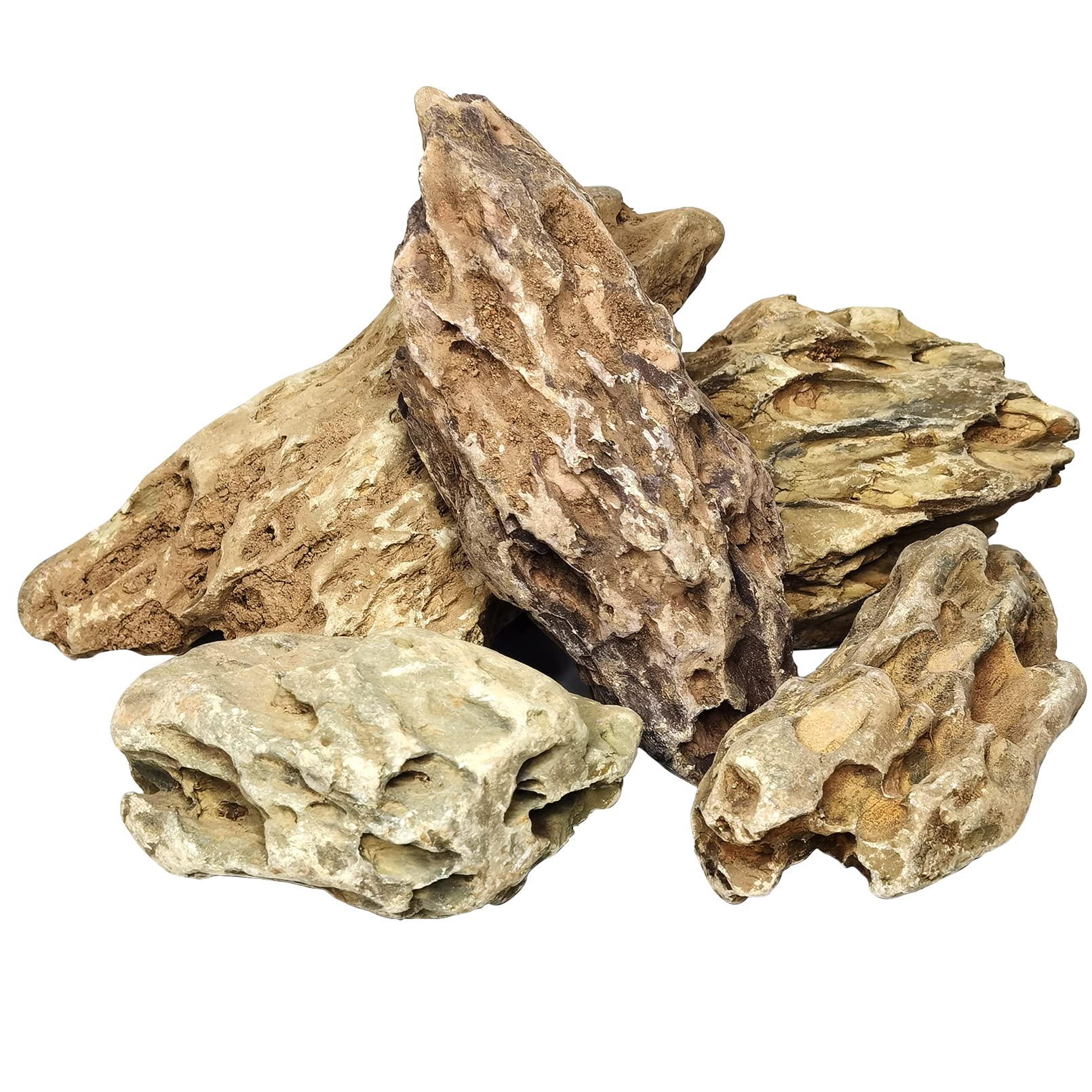 Pinvnby Dragon Stone Ohko Rock Natural Aquarium Rocks Aquascaping 4.5 Lbs Mixed Sizes Perfect Rocks For Reptile & Amphibian Tanks