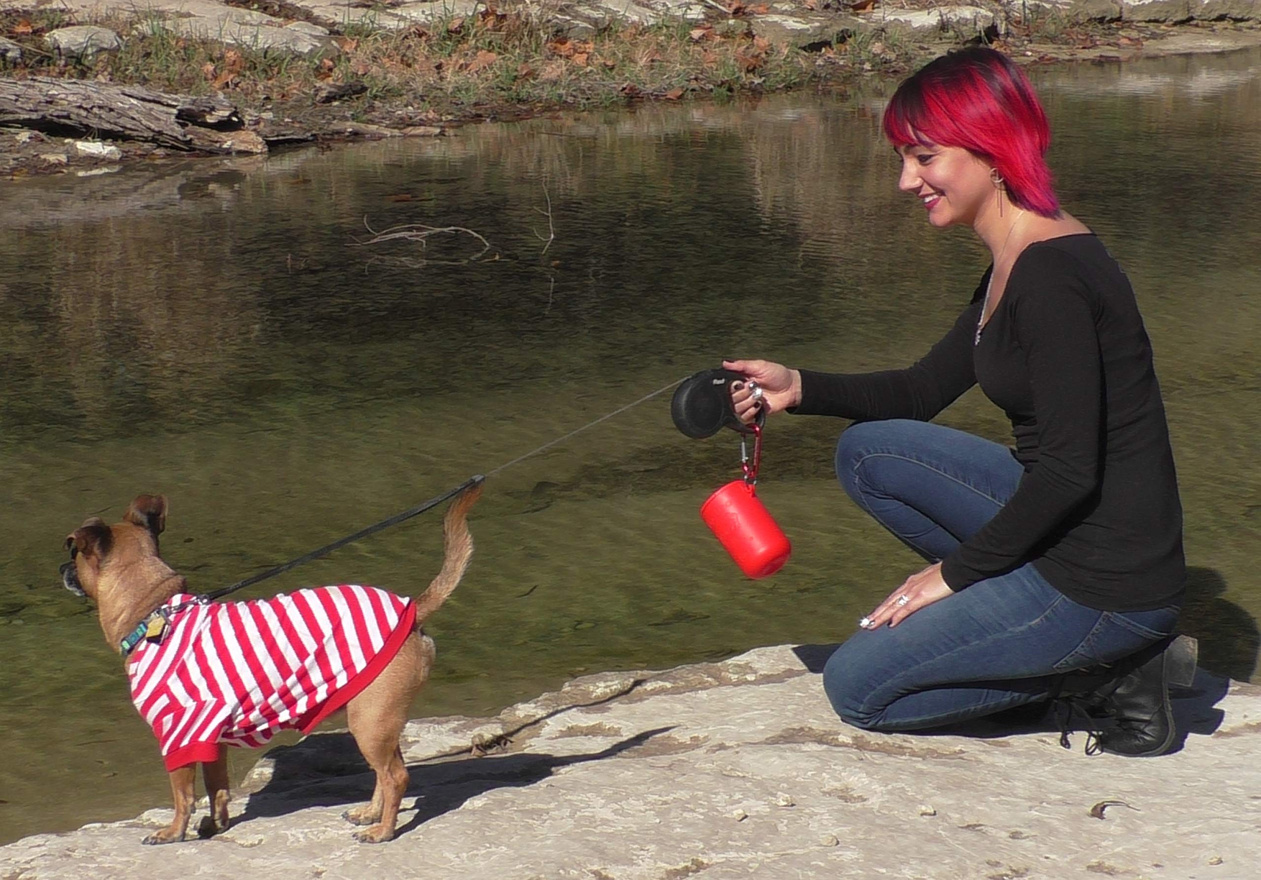 Dog Doo Tube Reusable Dog Poop Holder For Dog Walkers - Carries Used Dog Poop Bags - Tight Fitting Lid Keeps In Odors - Dog Waste Carrier - Attachable To Dog Leash, Harness Or Waist (Medium, Red)