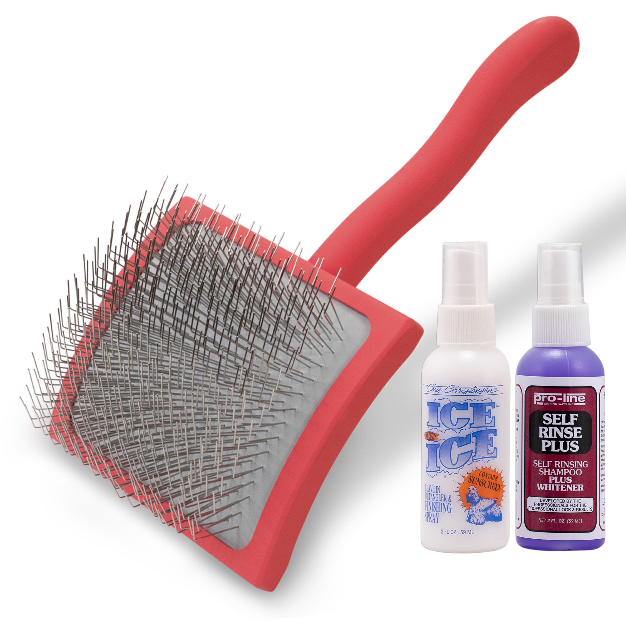 Chris Christensen Grooming Kit for Goldendoodles, Labradoodles, Poodles with Big G Dog Slicker Brush, Ice on Ice Detangling Spra