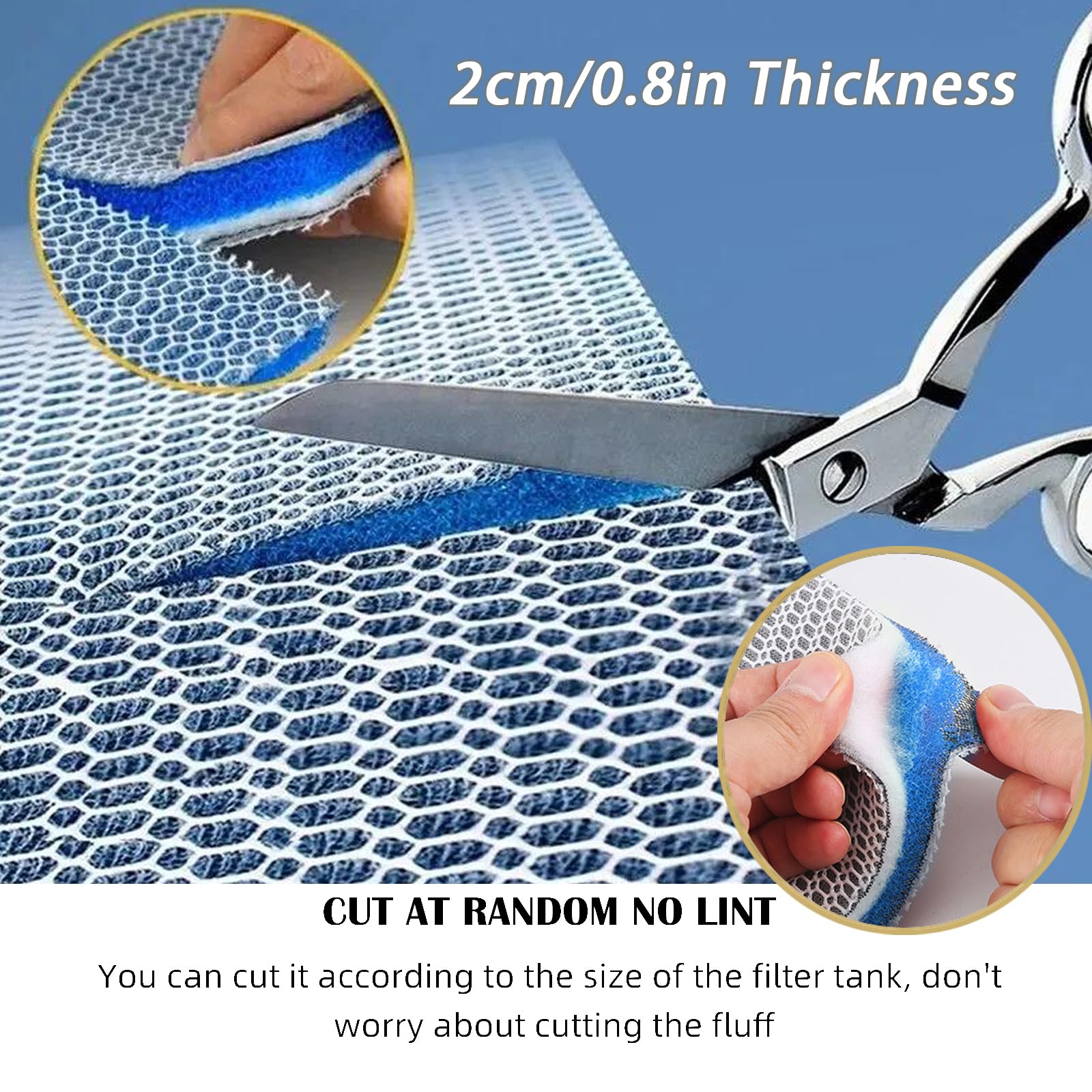 Gift2U Aquarium Filter Media, 11.8X47.2In 8-Layer Fish Filter Floss Reusable & Washable 0.8'' Thickness Fish Tank Filter Sponge