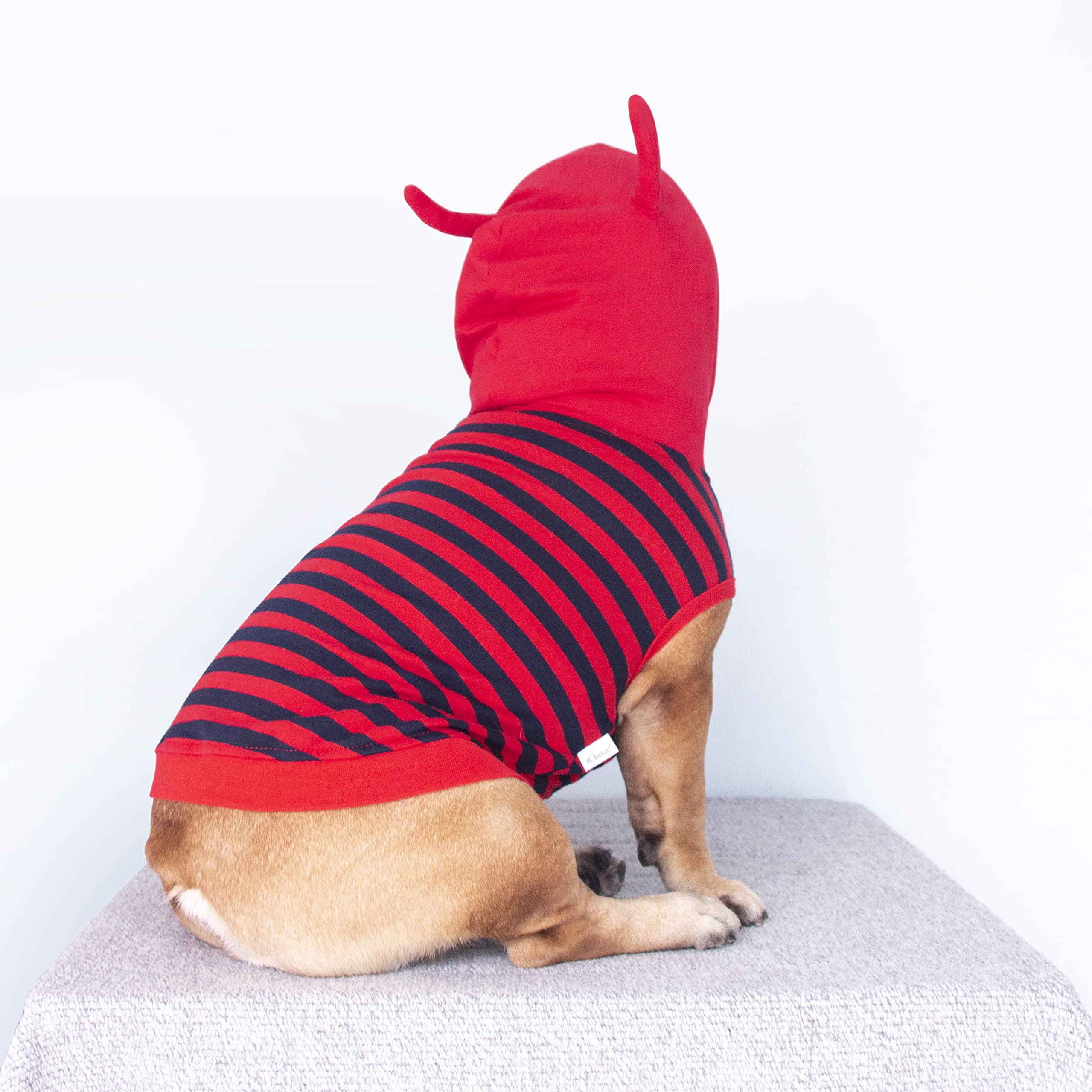 Ichoue I Am A French Bulldog Little Devil Fire Ant Costumes Hoodies Clothes Outfits Cosplay Winter Coats Sweaters Pullovers For Small Dogs Frenchie Pug English Boston Puppy - Red, Medium