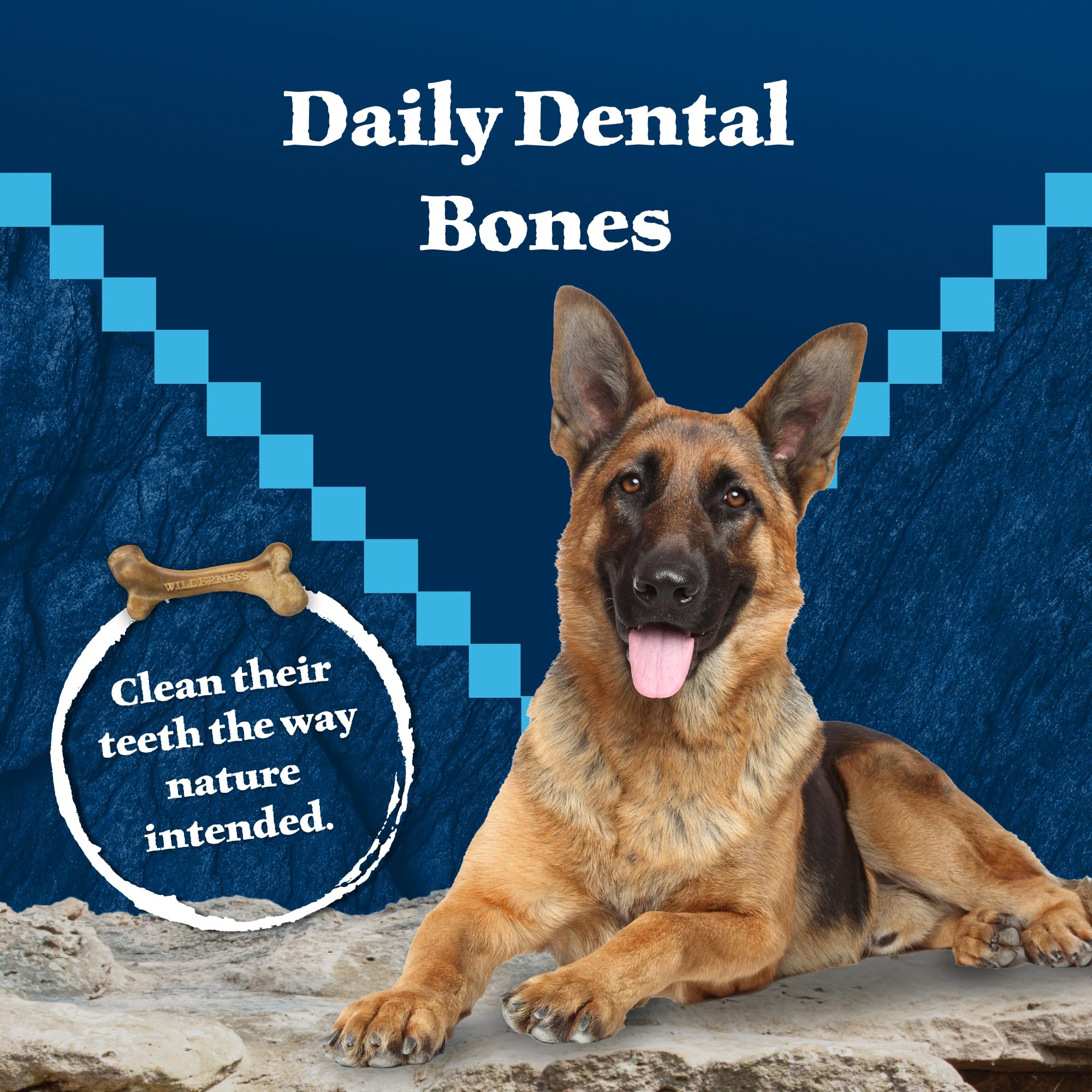 Blue Buffalo Wilderness Trail Treats Wild Bones Large Dental Chews, Grain-Free Dog Bones For Large Dogs Made with Natural Ingred