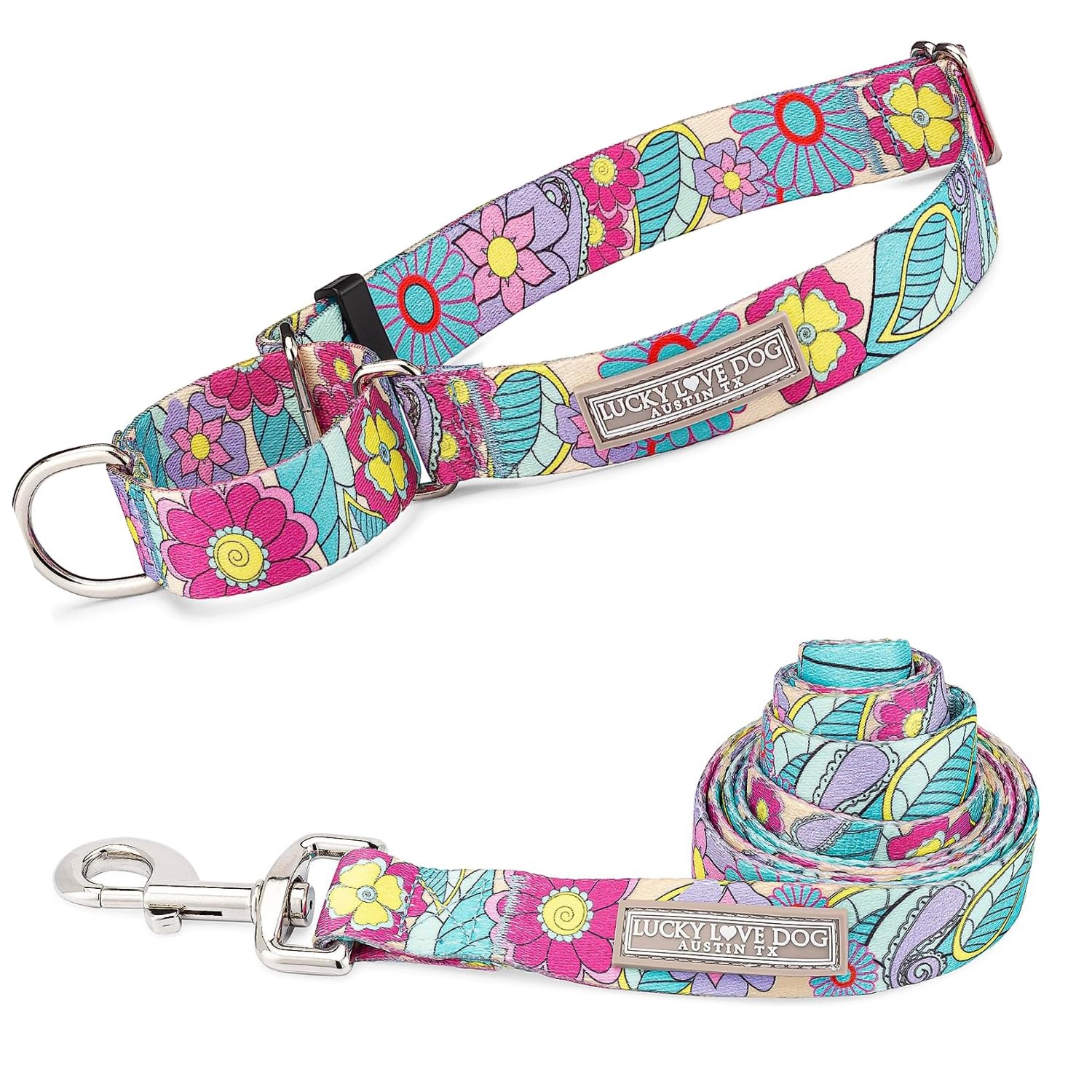 Lucky Love Dog Martingale Collar And Leash Set, Premium No Slip Martingale Collar For Dogs, Great For Whippets, Greyhounds, And 