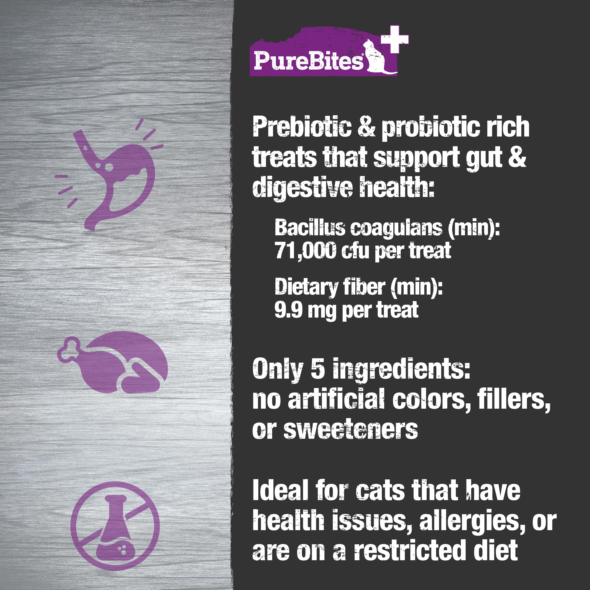 PureBites+ Freeze Dried Cat Treats 31g | Gut & Digestion | 5 Ingredients | Made in USA