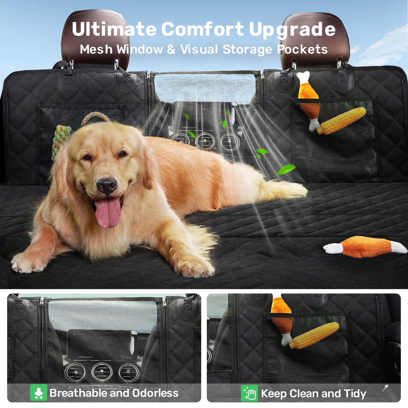 Zanch 2025 Upgraded Dog Car Seat Cover, 400 Lbs Heavy Duty Hard Bottom, Waterproof & Anti-Scratch Back Seat Protector, Nonslip P