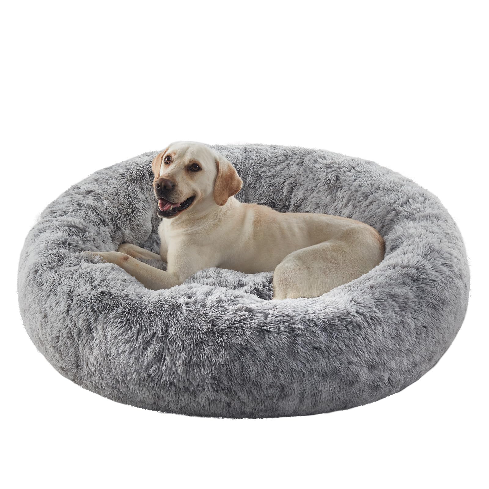 BedStill 45 inches Donut Dog Bed for Extra Large Dogs,Calming Fluffy Round Jumbo Pet Bed with Removable & Washable Cover, Fits u