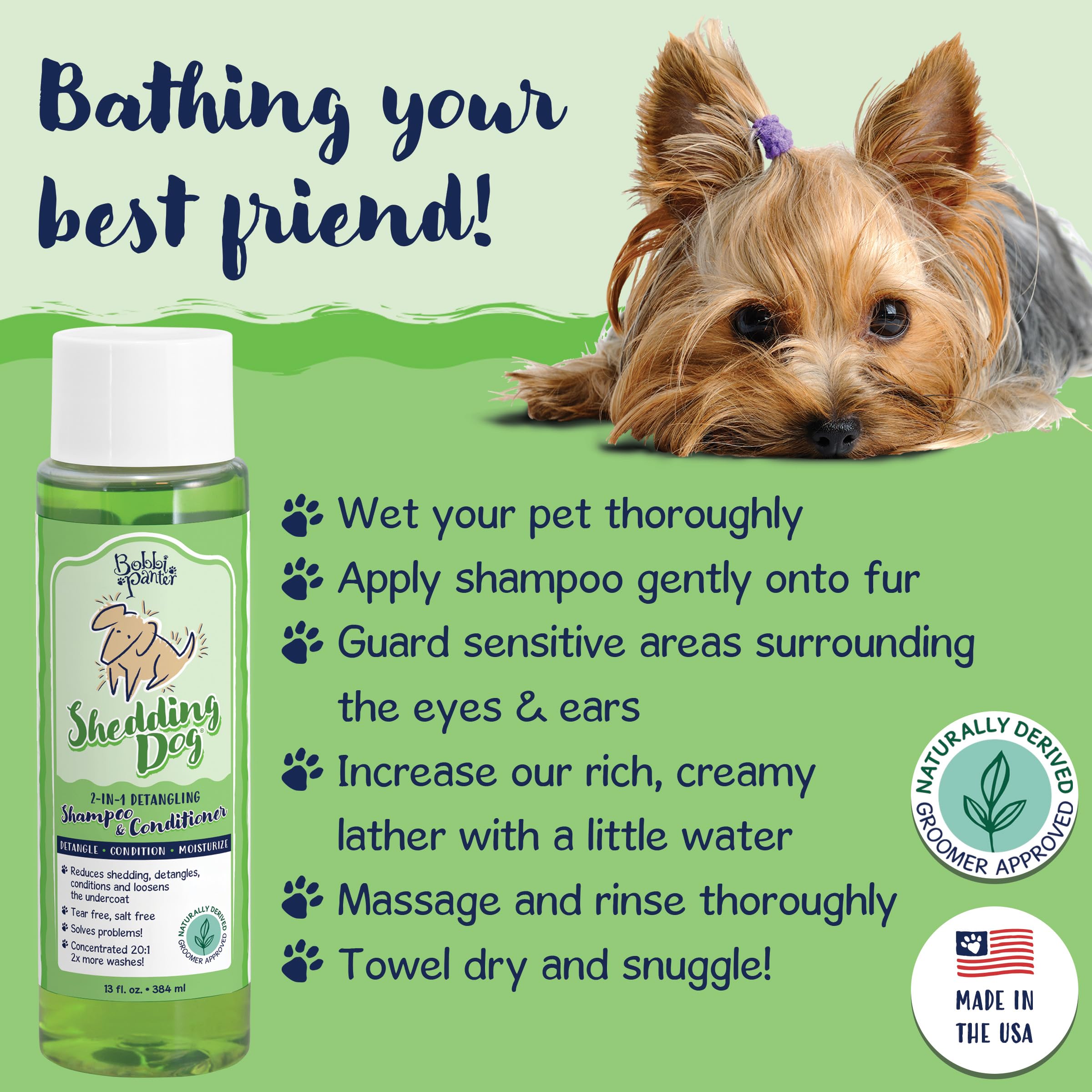 Bobbi Panter 2-In-1 Deshedding Dog Shampoo And Conditioner For Detangles & Shedding Control - Natural Ingredients, Tear-Free, Sa