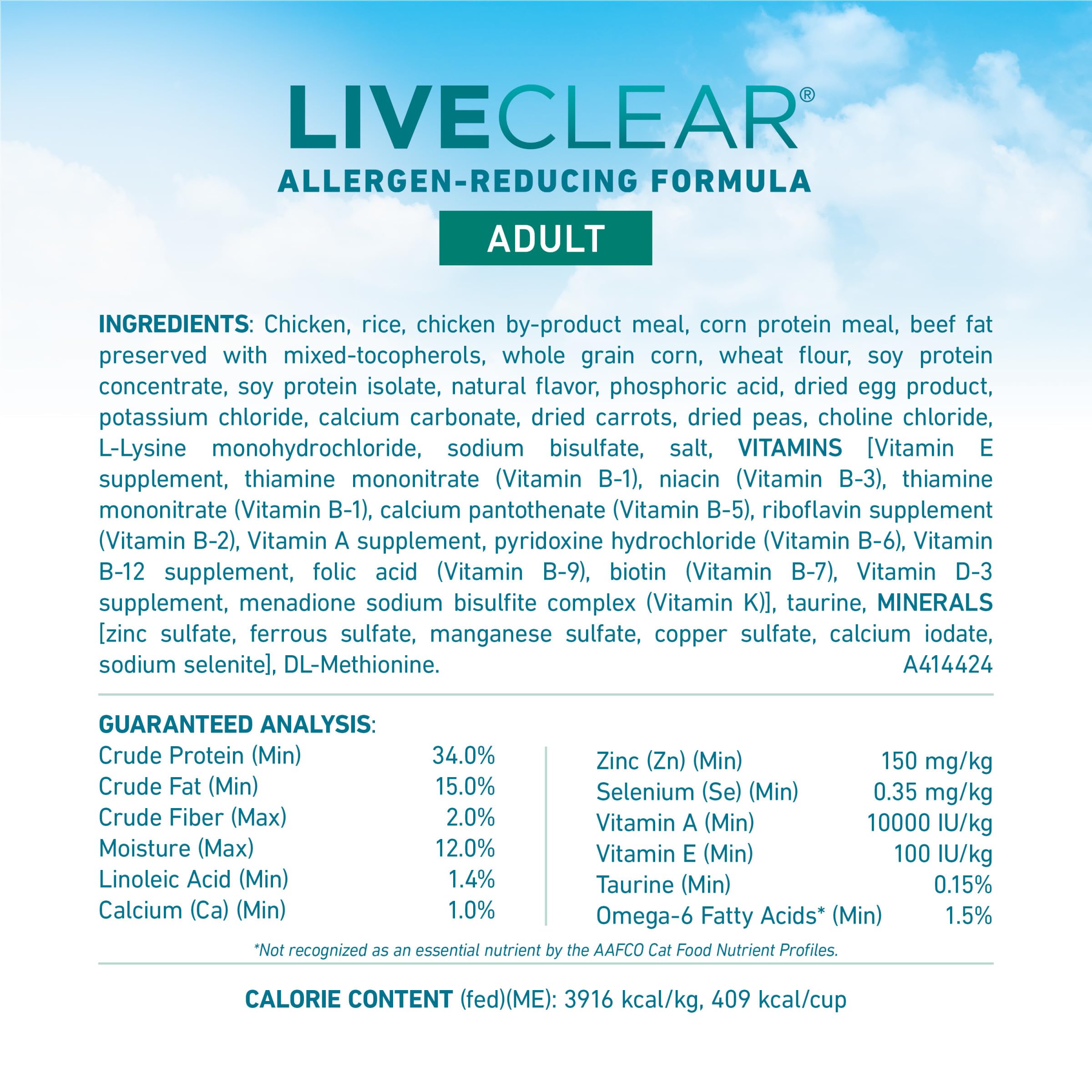 Purina ONE LiveClear Cat Food - Allergen-Reducing Dry Formula with Real Chicken, 3 lb Bag