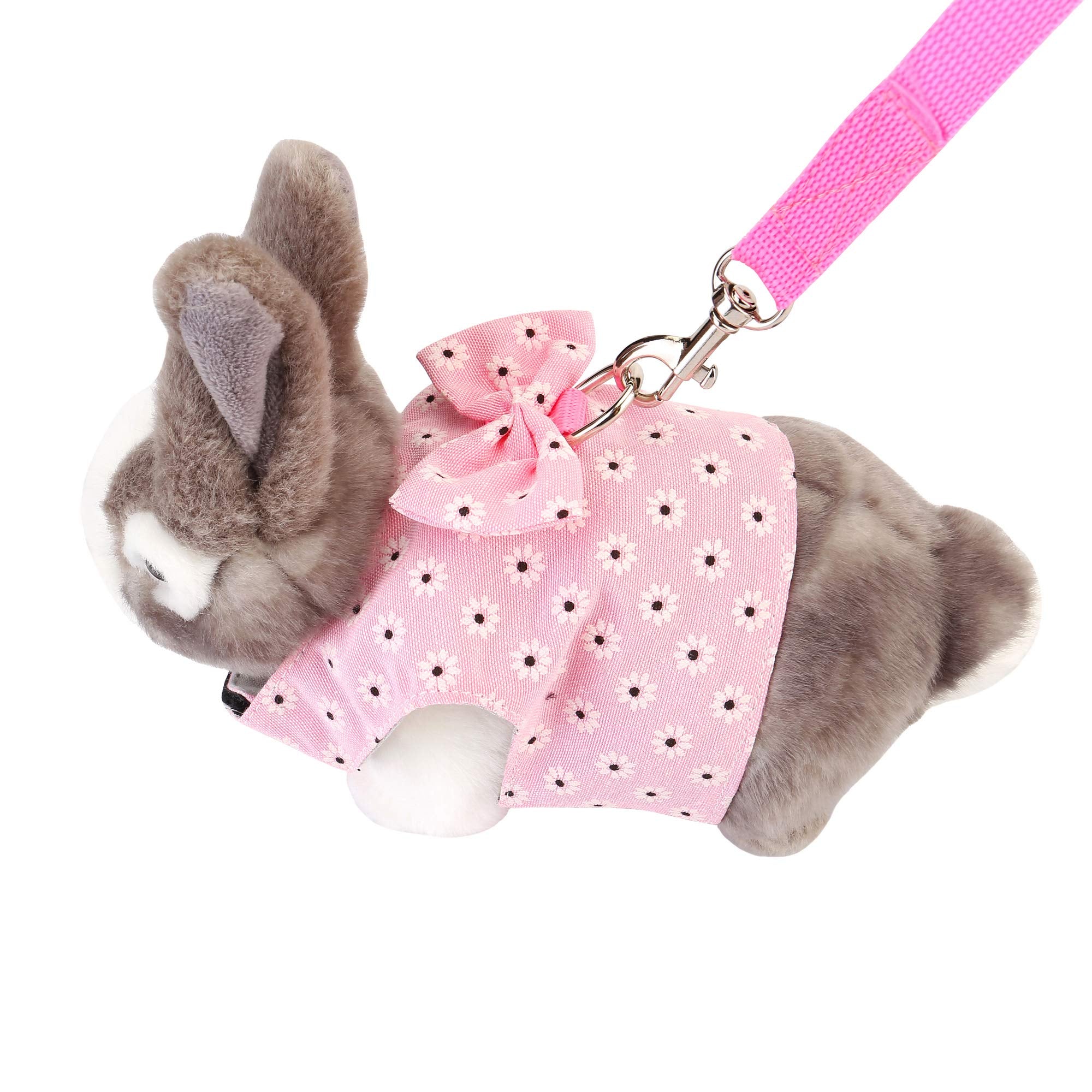 Filhome Adjustable Rabbit Harness Leash, Bunny Harness Leash Cute Vest Harness For Rabbit Ferret Bunny Kitten Guinea Pig Walking