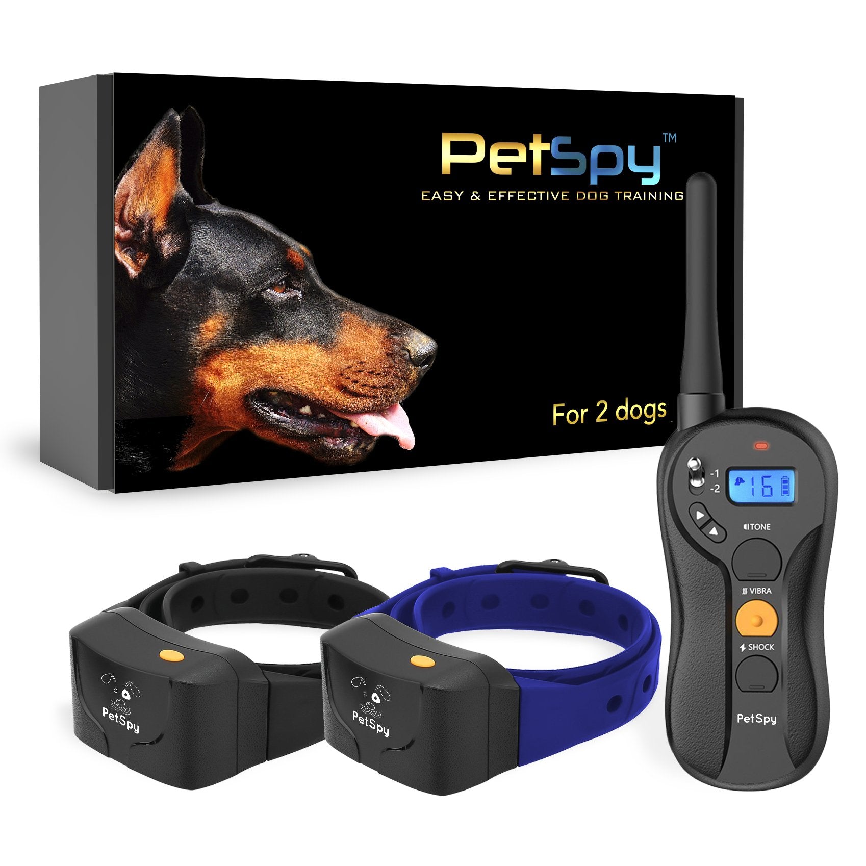 Petspy Shock Collar For Dogs-Waterproof Dog Shock Collar With Remote Control,Vibration,Electric Shock,Beep-Rechargeable E Collar For Dogs Training, Dog Training Collar With Remote For Dogs 10-140 Lbs