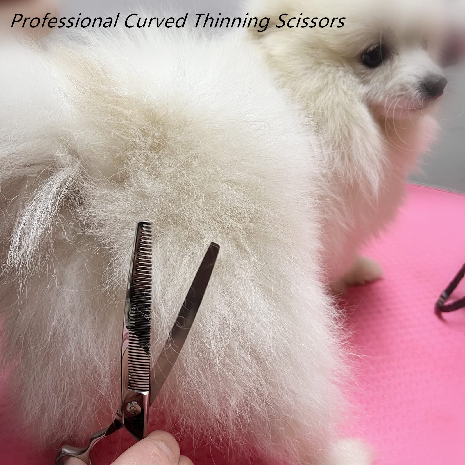 Hashimoto Curved Thinning Shears For Dogs,Curved Dog Thinning Shears For Grooming,Cat Curved Blender,50 Teeth,7.0 Inch,30% Thinn