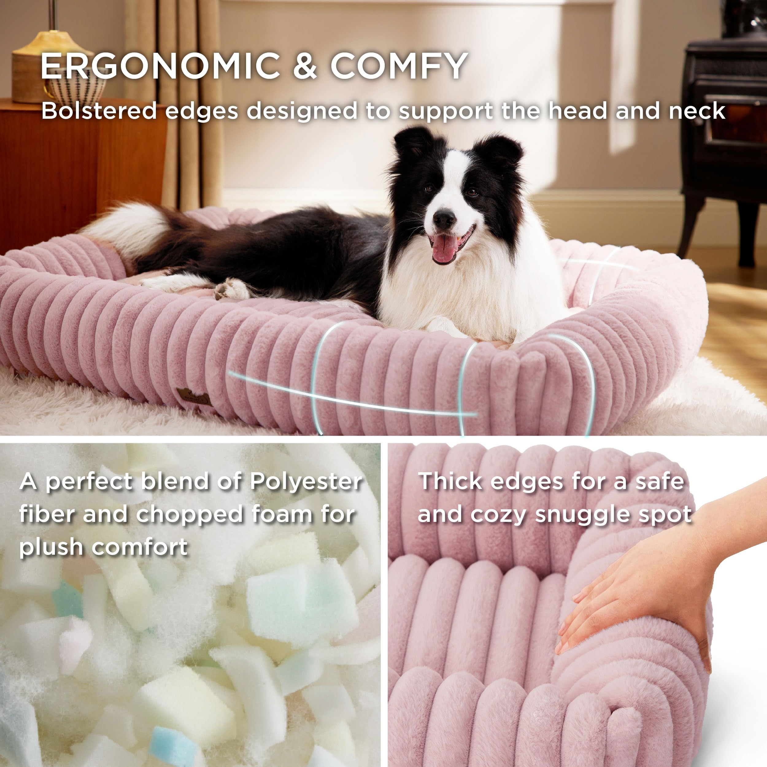 Bedsure Cute Dog Bed For Extra Large Dogs - Washable Furry Puppy Beds, Rectangle Orthopedic Xl Pet Beds With Removable Zipper Co