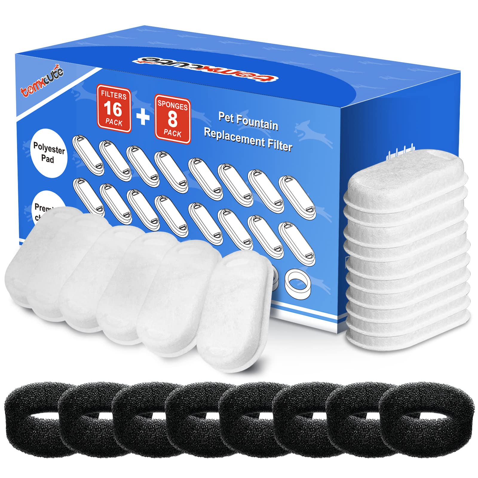 Tomxcute Cat Water Fountain Filters For 108Oz/3.2L And 135Oz/4.0L Adjustable Water Flow Cat Water Fountain