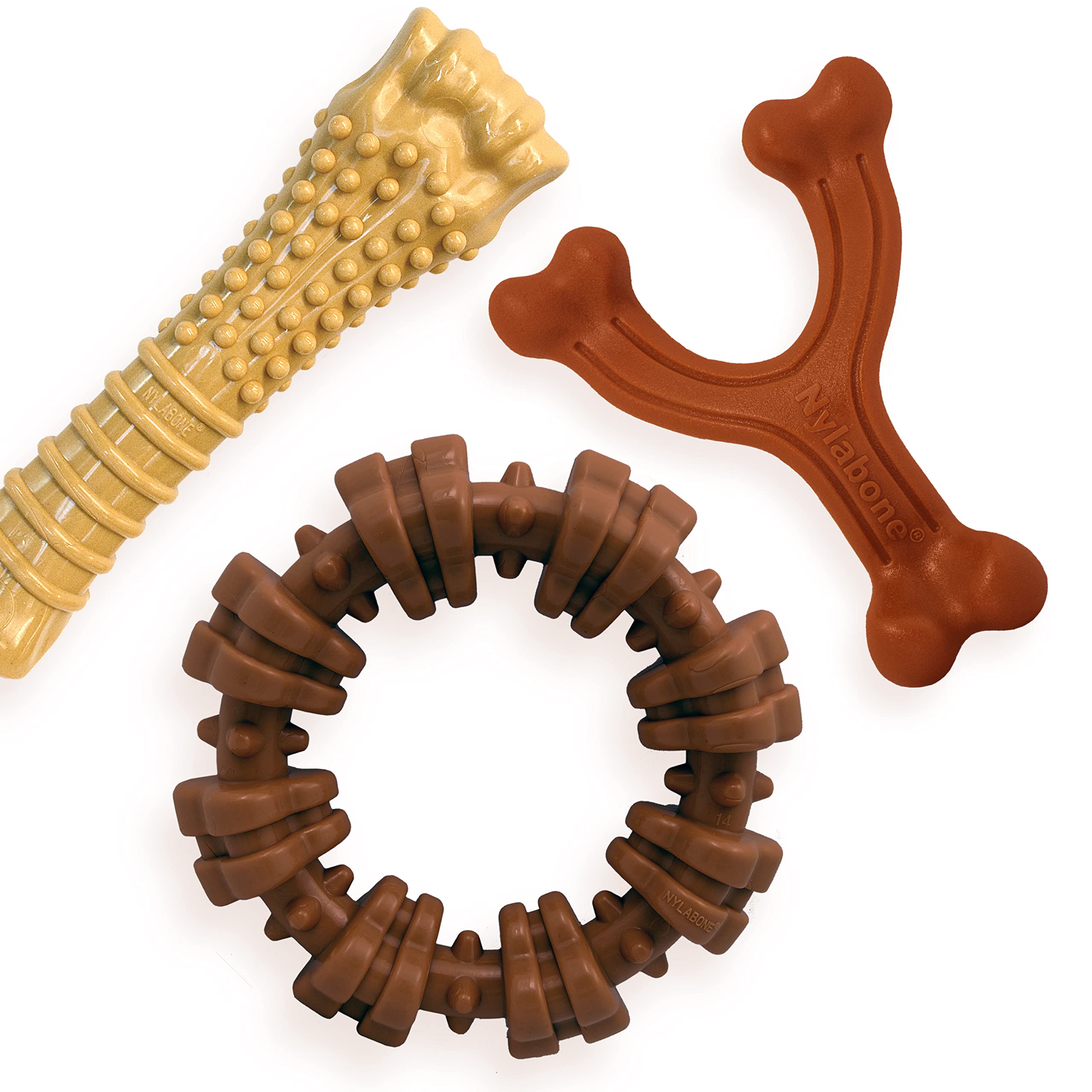 Nylabone Customer Favorites Power Chew Toy Bundle for Dogs, Indestructible Dog Toys for Aggressive Chewers, Pack of 3 Dog Toys, 