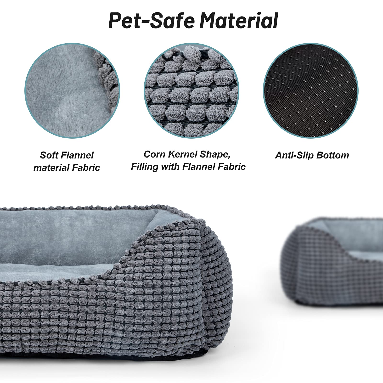 Mixjoy Dog Bed For Large Medium Small Dogs, Rectangle Washable Sleeping Puppy Bed, Orthopedic Pet Sofa Soft Calming Cat Beds Ind