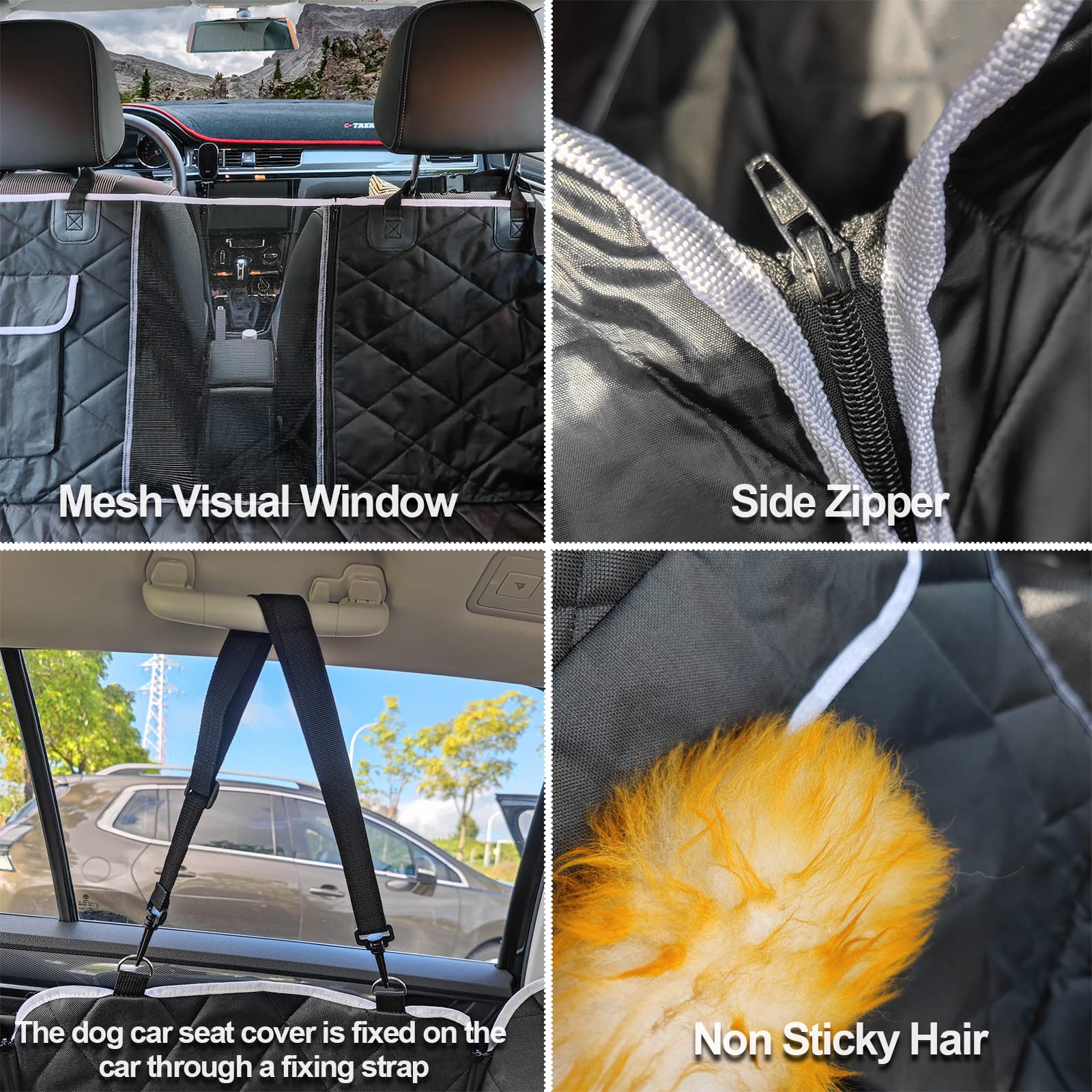 Auldey Dog Car Seat Cover,Waterproof With Mesh Window And Storage Pocket,Durable Scratchproof Nonslip Dog Car Hammock With Universal Size Fits For Cars/Trucks/Suv