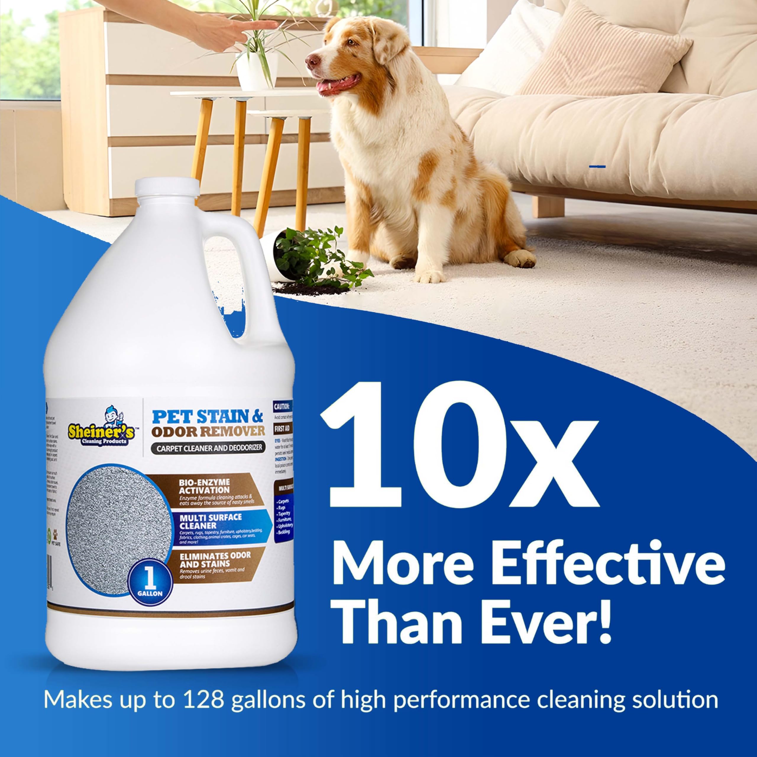 Sheiner'S Pet Stain Remover & Pet Odor Eliminator, Advanced Cleaning Bio-Enzyme Cleaner Solution For Carpets, Rugs, Upholstery &