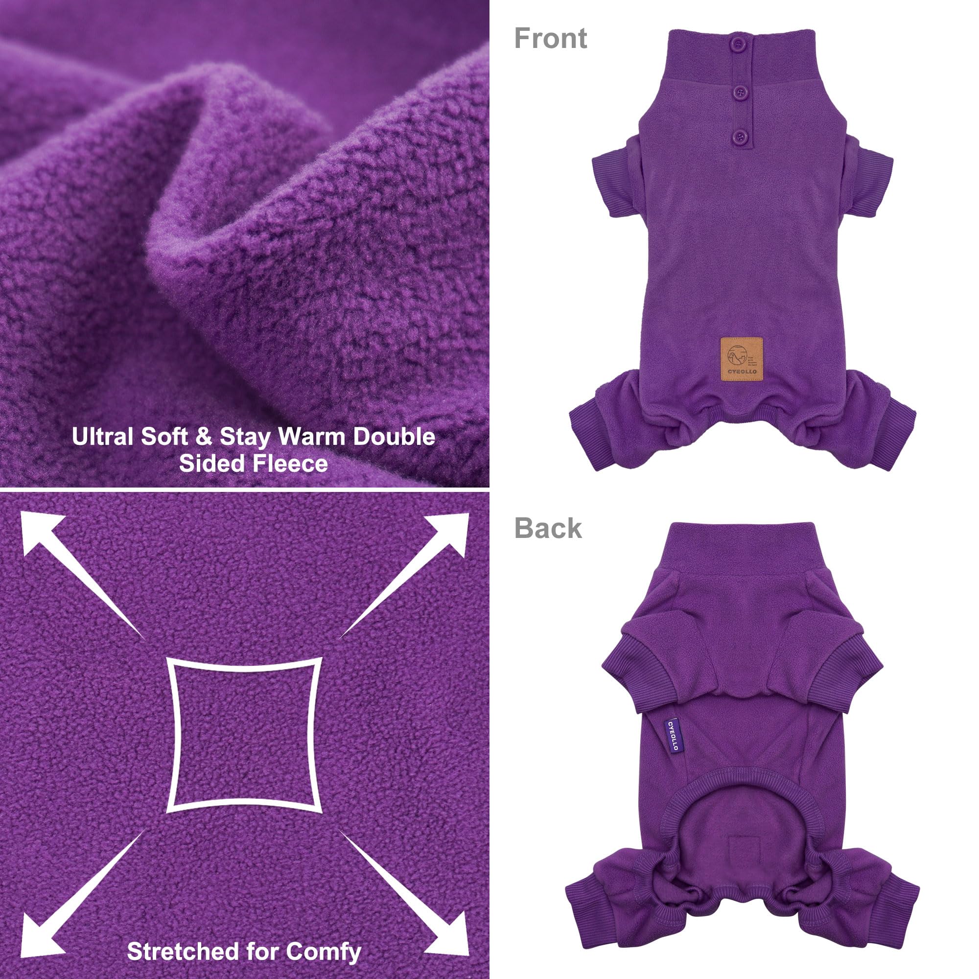 Cyeollo Fleece Dog Pajamas Dog Pjs Jumpsuit Thermal Dog Onesie Stretchable Doggie Coat Warm Dog Clothes For Medium Sized Dogs Ap