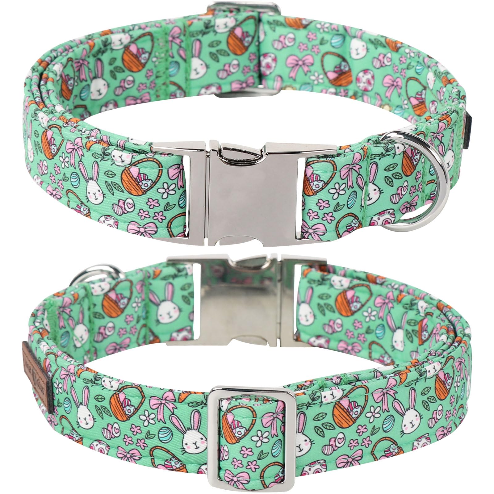 Lionet Paws Easter Dog Collar,Green Eggs Dog Collar For Large Dogs Bowtie, Adjustable Cotton Rabbit Bowtie Pet Collars For Mediu