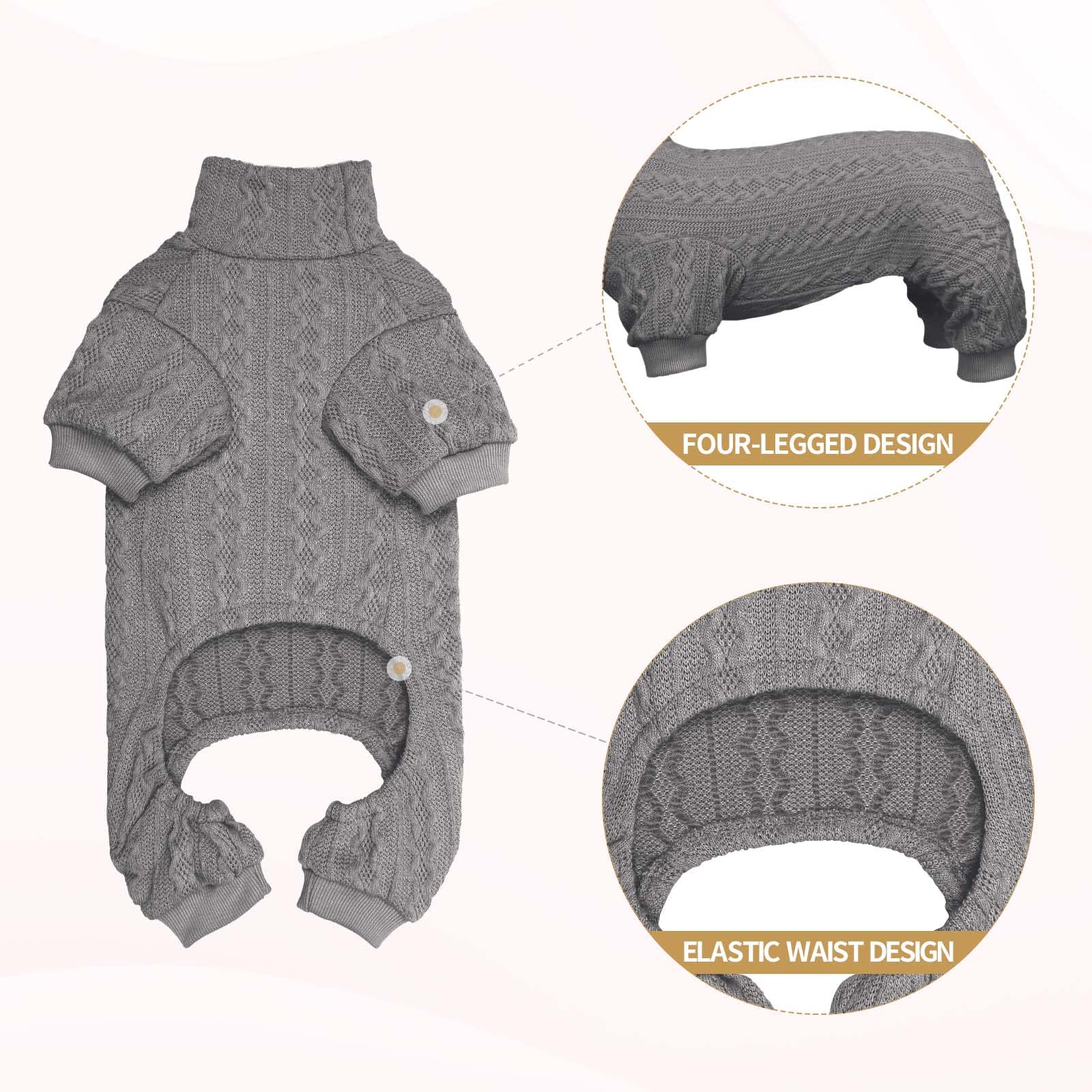 Dog Sweaters For Large Dogs Turtleneck Knitted Pet Clothes Solid Color Puppy Sweater Warm Dog Sweater(Grey&L)