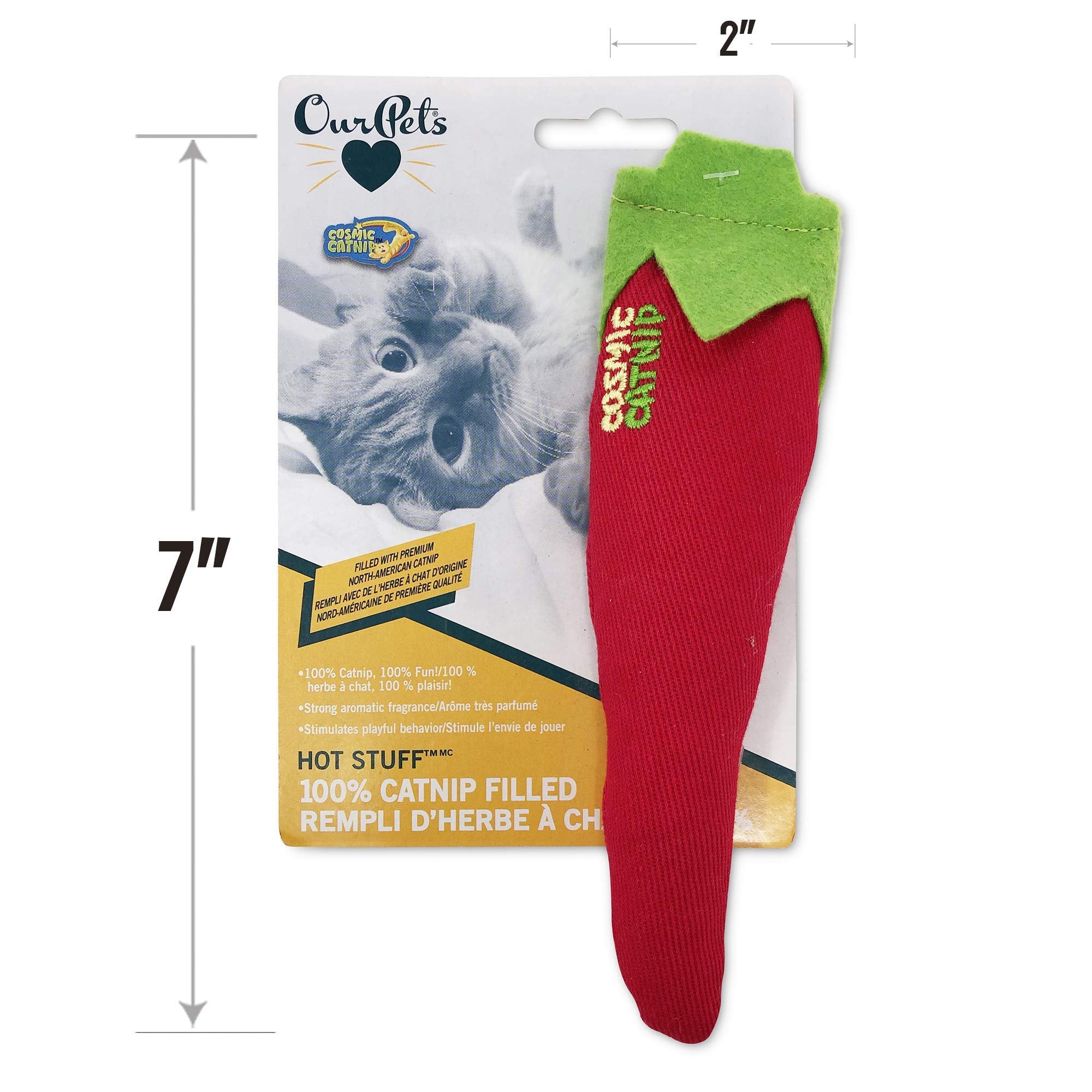 Cosmic Ourpets 100-Percent North American Catnip Filled Chili Cat Toy-Hot Stuff (Interactive Cat Toys; Catnip Toys)