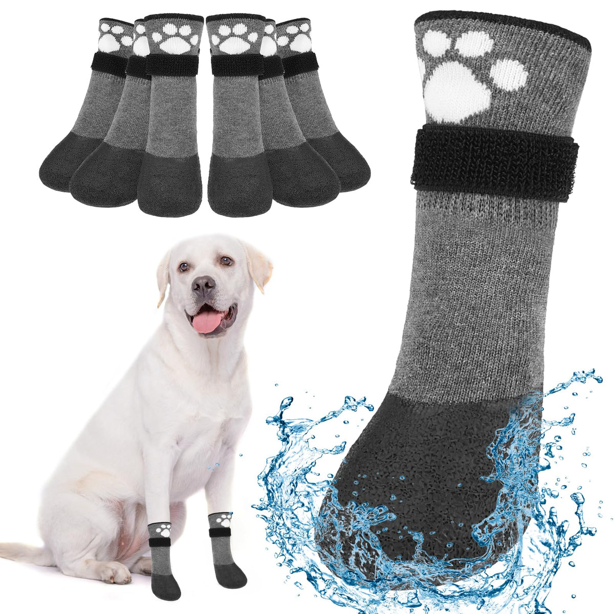Beautyzoo Anti Slip Dog Boots & Paw Protectors For Hot Pavement To Prevent Licking,Waterproof Dog Shoes For Small Medium Large S