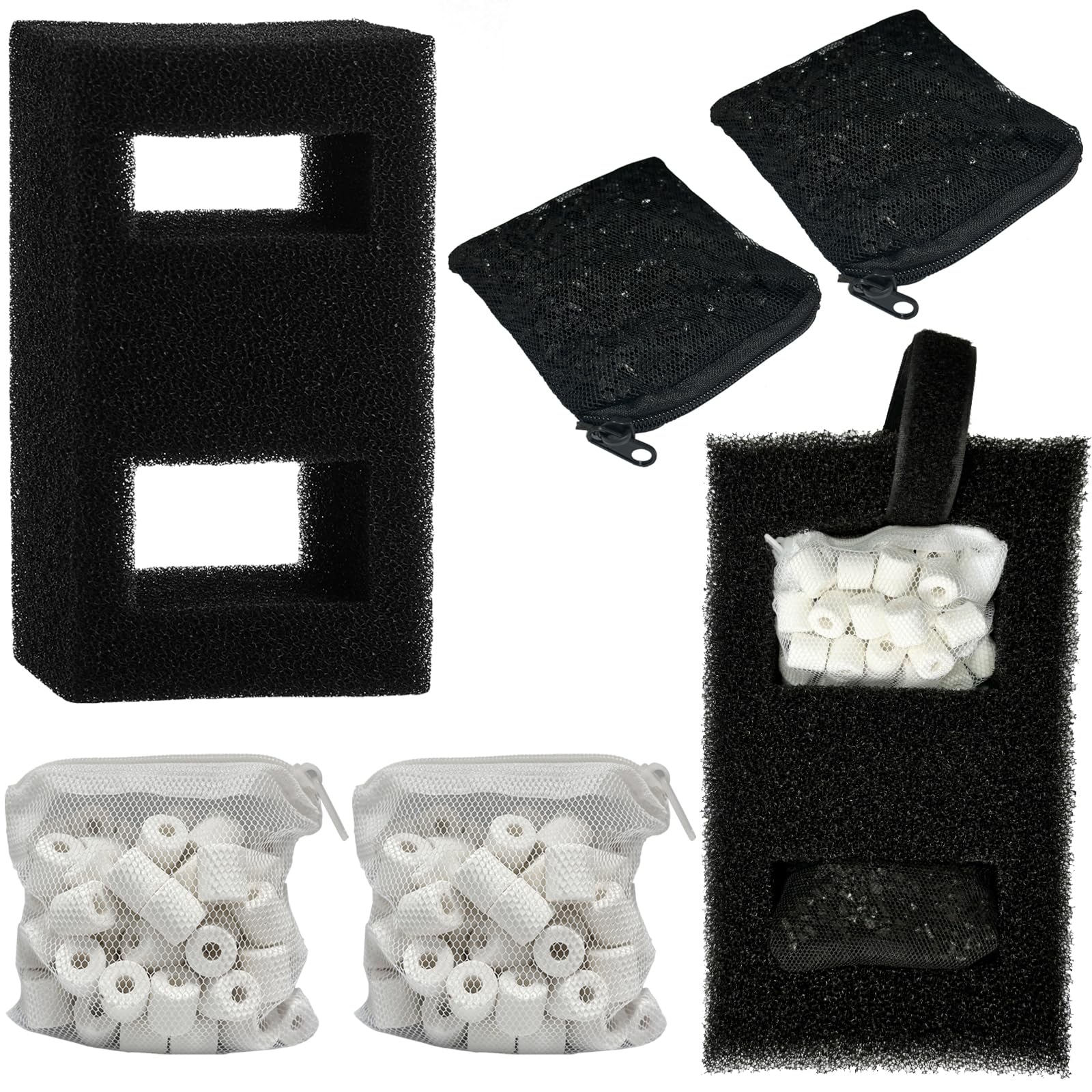 Beaufan 2 Set Aquarium Filter Media Compatible With Fluval Spec, Evo, Betta And Flex Desktop Aquarium Series, Includes 2 Carbon 