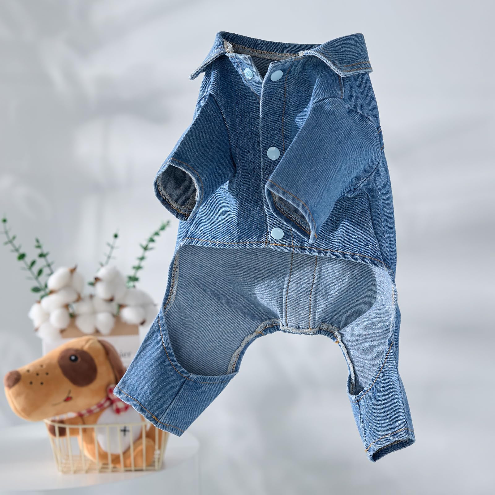 Fashion Denim Dog Overalls Onesie, Suitable For Small To Medium-Sized Dogs To Wear All Year Round, Machine Washable (Xxx-Large)