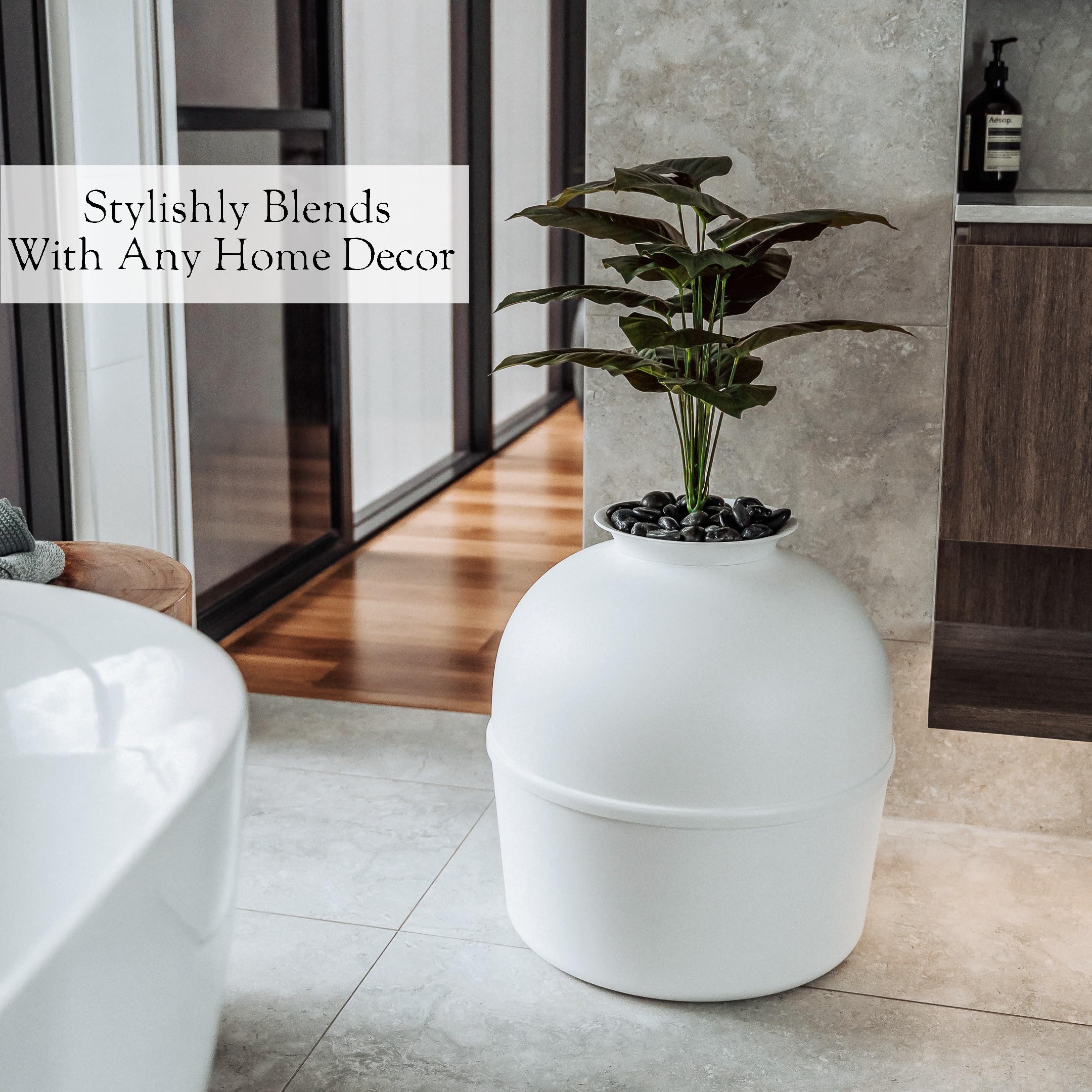 Secret Litter Box By Bundle & Bliss - Hidden Litter Box Enclosure, Patented Design With Odor Control, Includes Faux Plant, Carbo