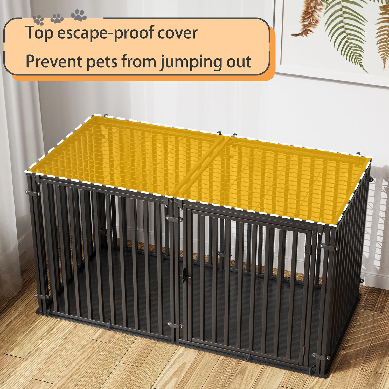 LURIVA Steel Tube Heavy Large Dog Crate with Mat Base, 55  L x 32  H Dog Crates for Medium Large Dogs, Big Dog Cage, Dog Kennel,
