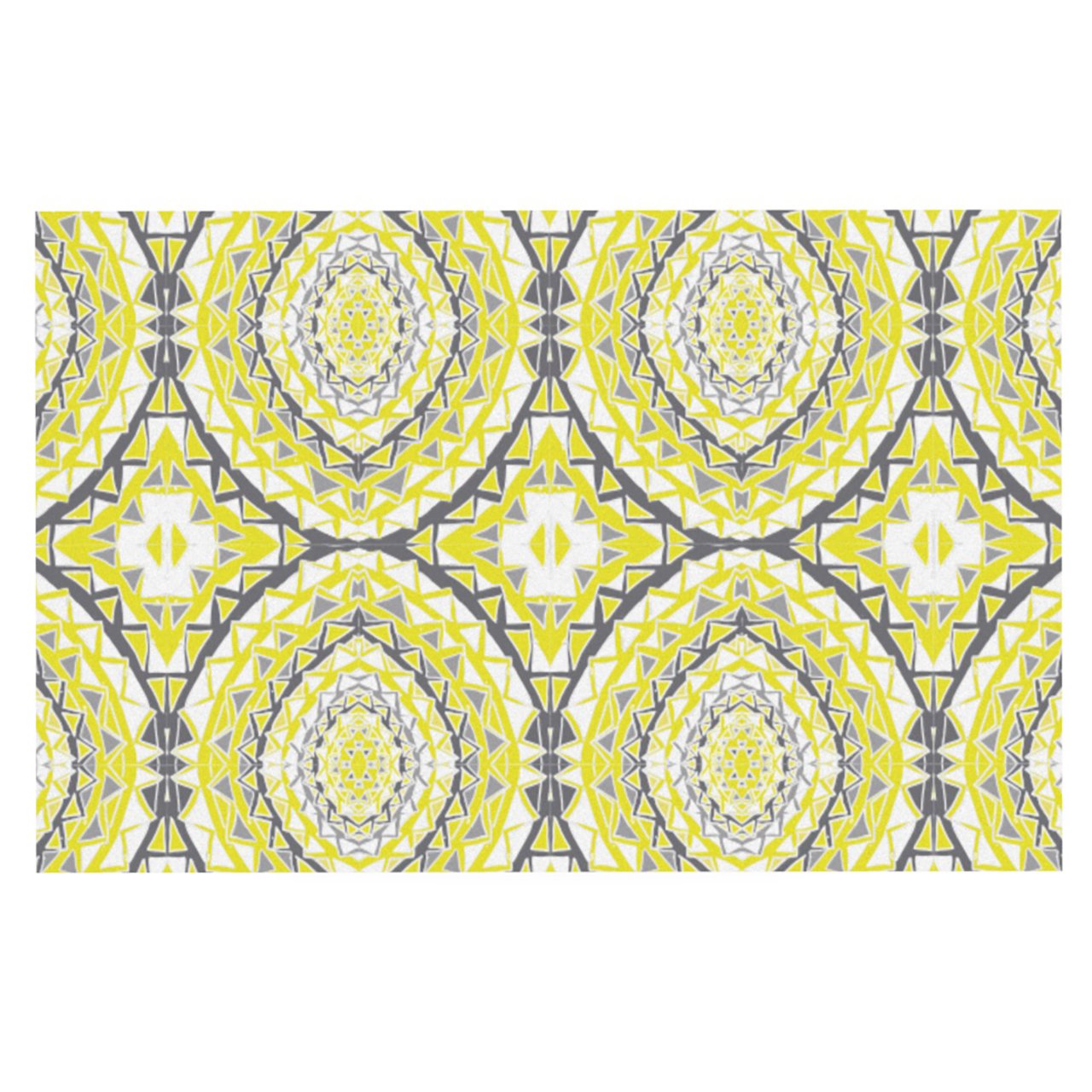 KESS InHouse Miranda MOL Yellow Tessellation Feeding Mat for Pet Bowl, 18 by 13-Inch
