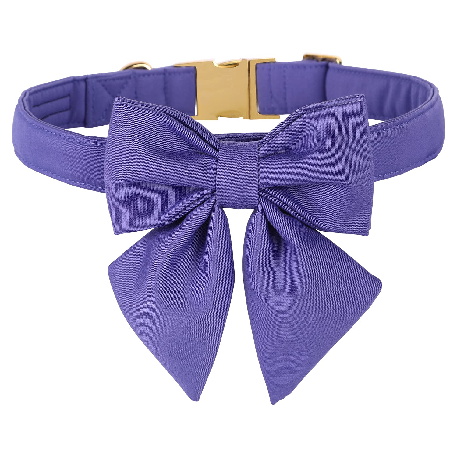 Maca Bates Dog Collar With Bow For Dogs Petunia Collars Solid Colors Sailor Bow Tie Purple Adjustable Soft Durable Breakaway Vio