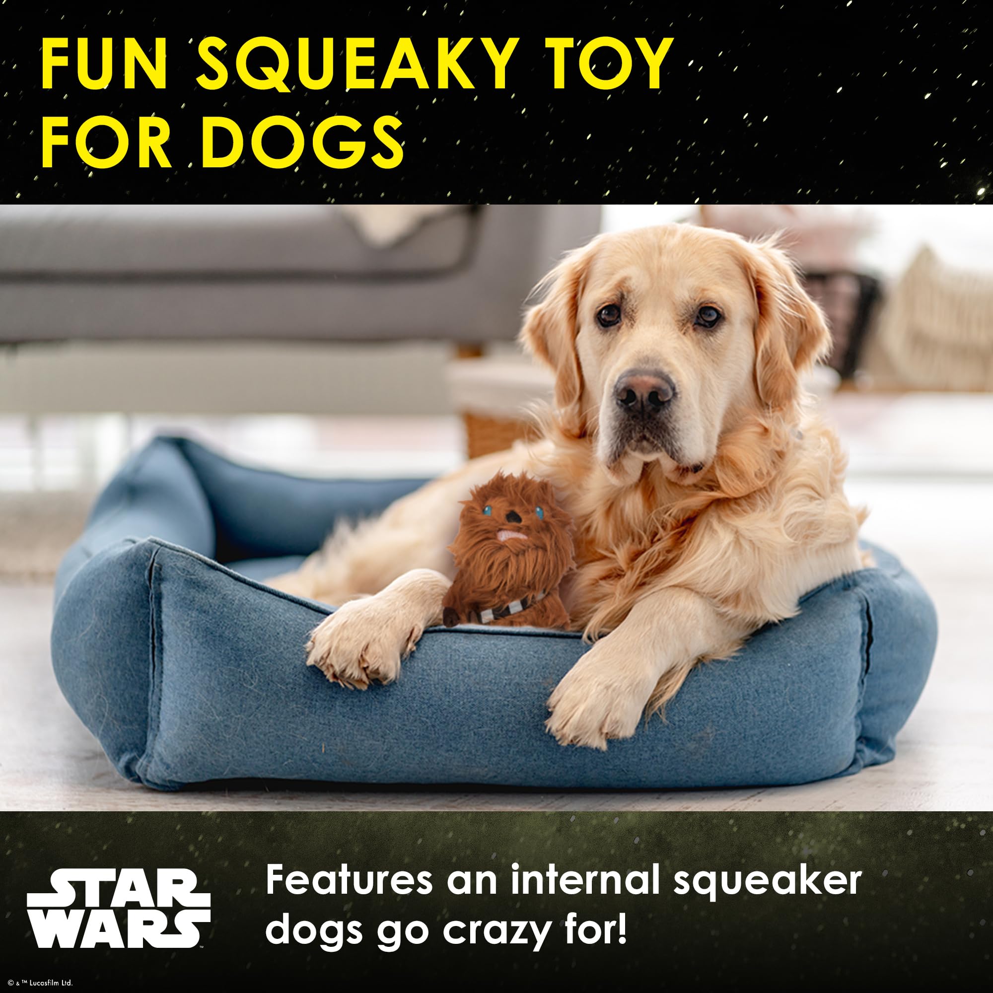 Star Wars for Pets Plush Chewbacca Figure Dog Toy | Soft Star Wars Squeaky Dog Toy | Large | Adorable Toys for All Dogs, Officia