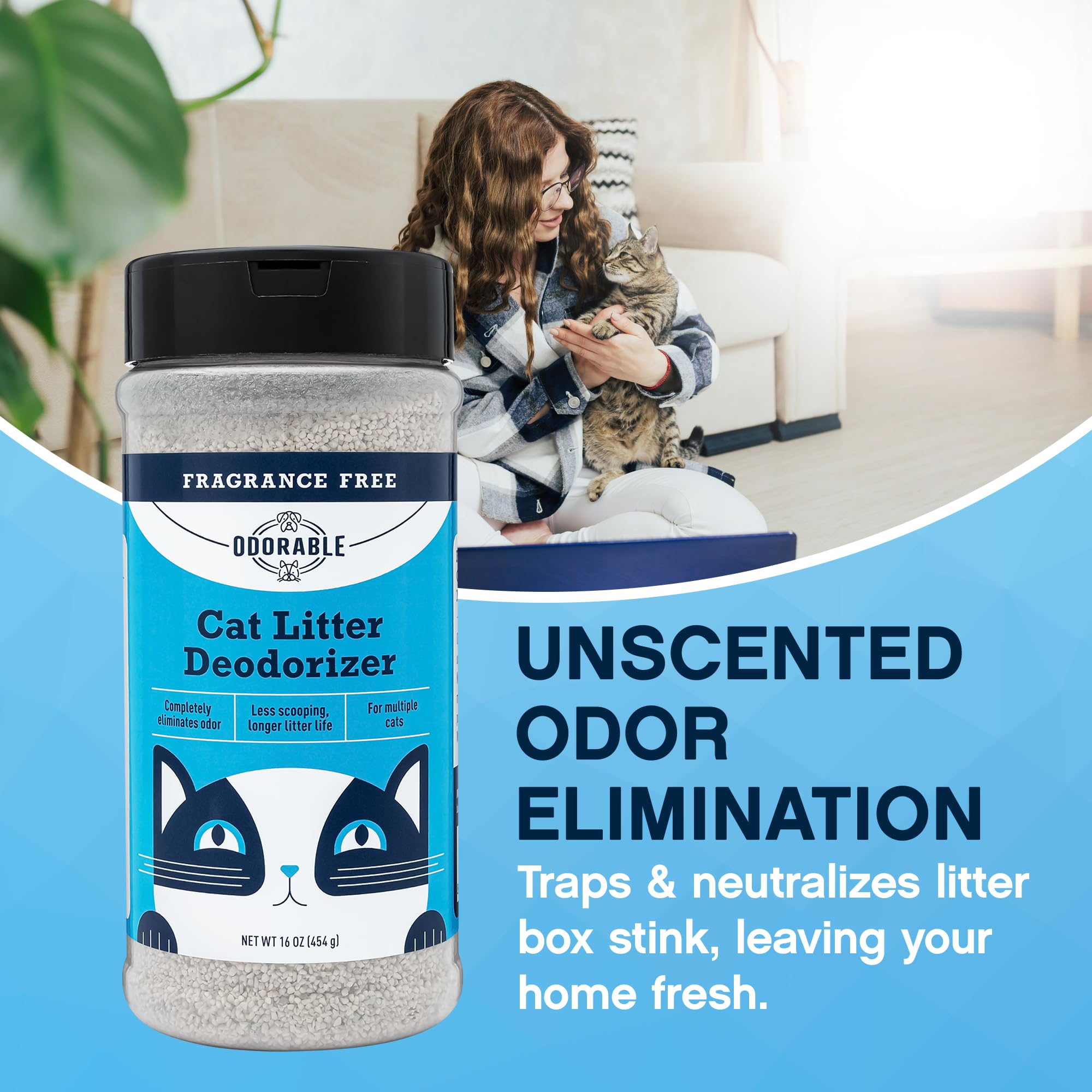 Odorable Cat Litter Deodorizer - Unscented Odor Eliminator & Litter Box Cleaner & Freshener, Non-Tracking, Dust-Free, Easy Clump