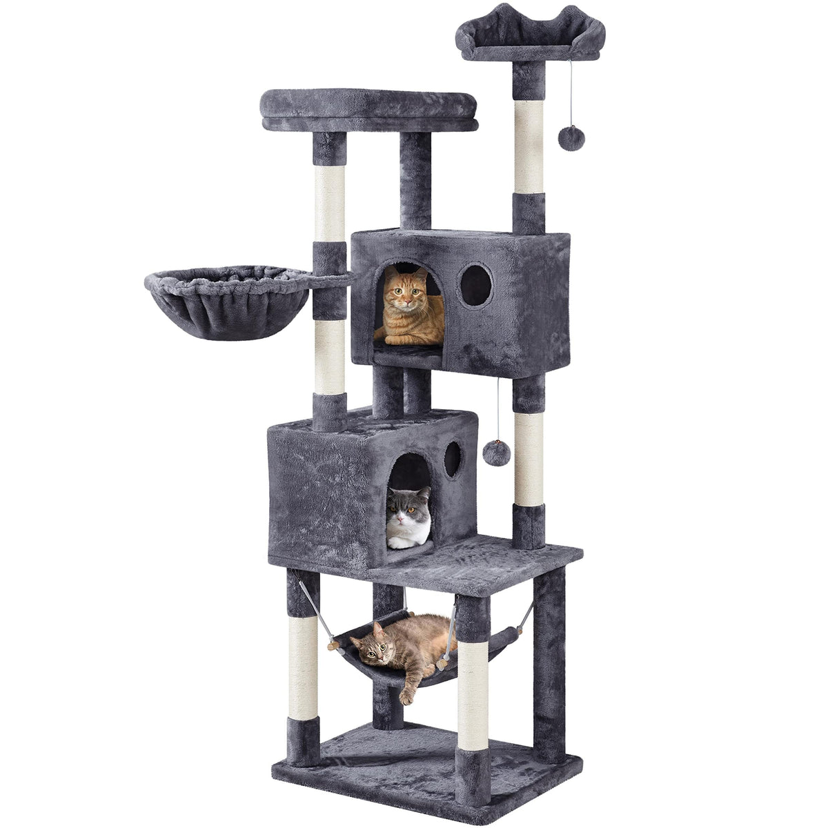 Yaheetech 73Inch Cat Tree, Cat Stand Furniture With Scratching Posts Perches Hammock As Indoor Kittens Activity Center, Dark Gray