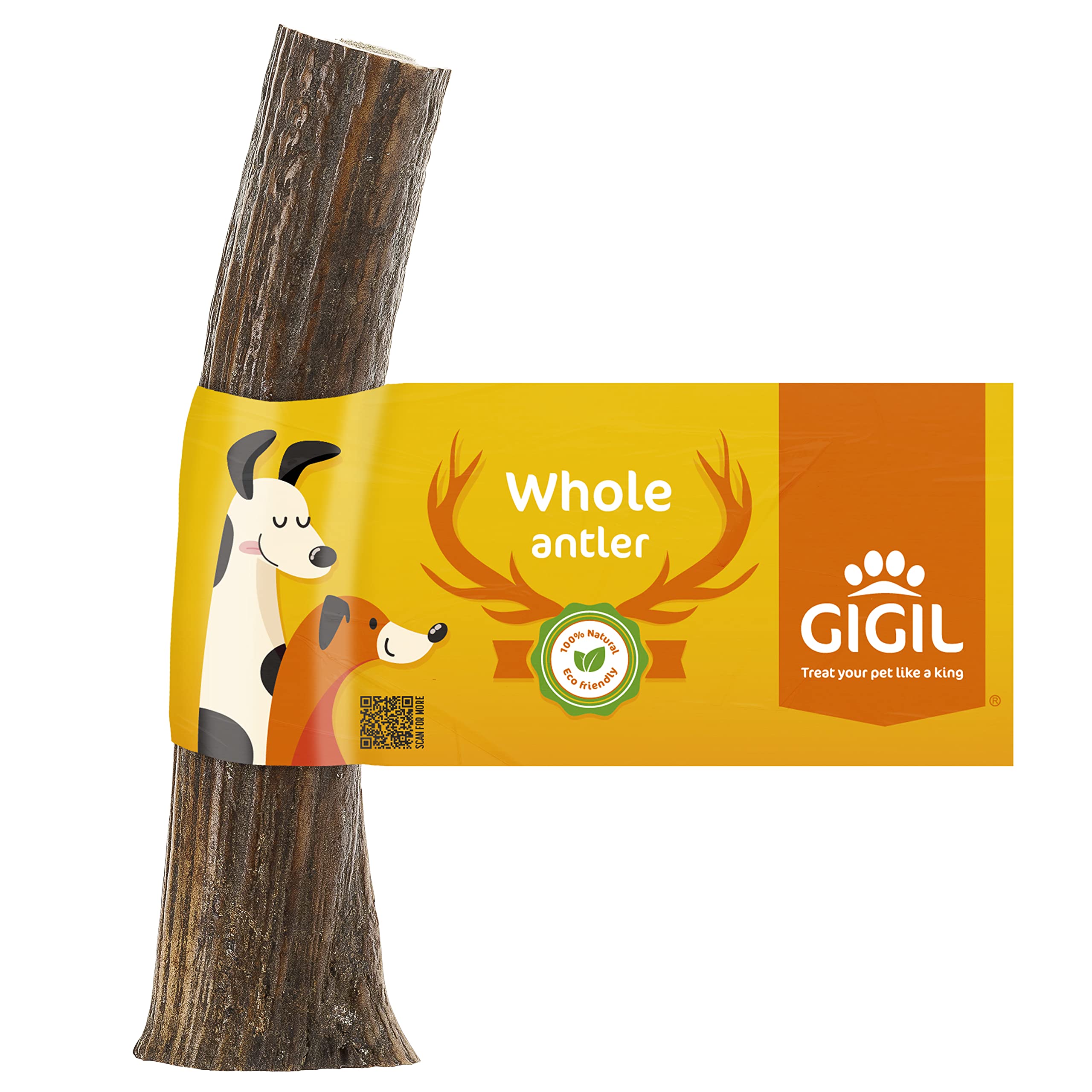 Gigil Treat You Pet Like A King - 100% Natural Deer Antlers For Large Dogs - Premium Elk Antlers - Long Lasting Dog Chew Toy - Naturally Shed And Organic Antlers For Dogs - Size Xl