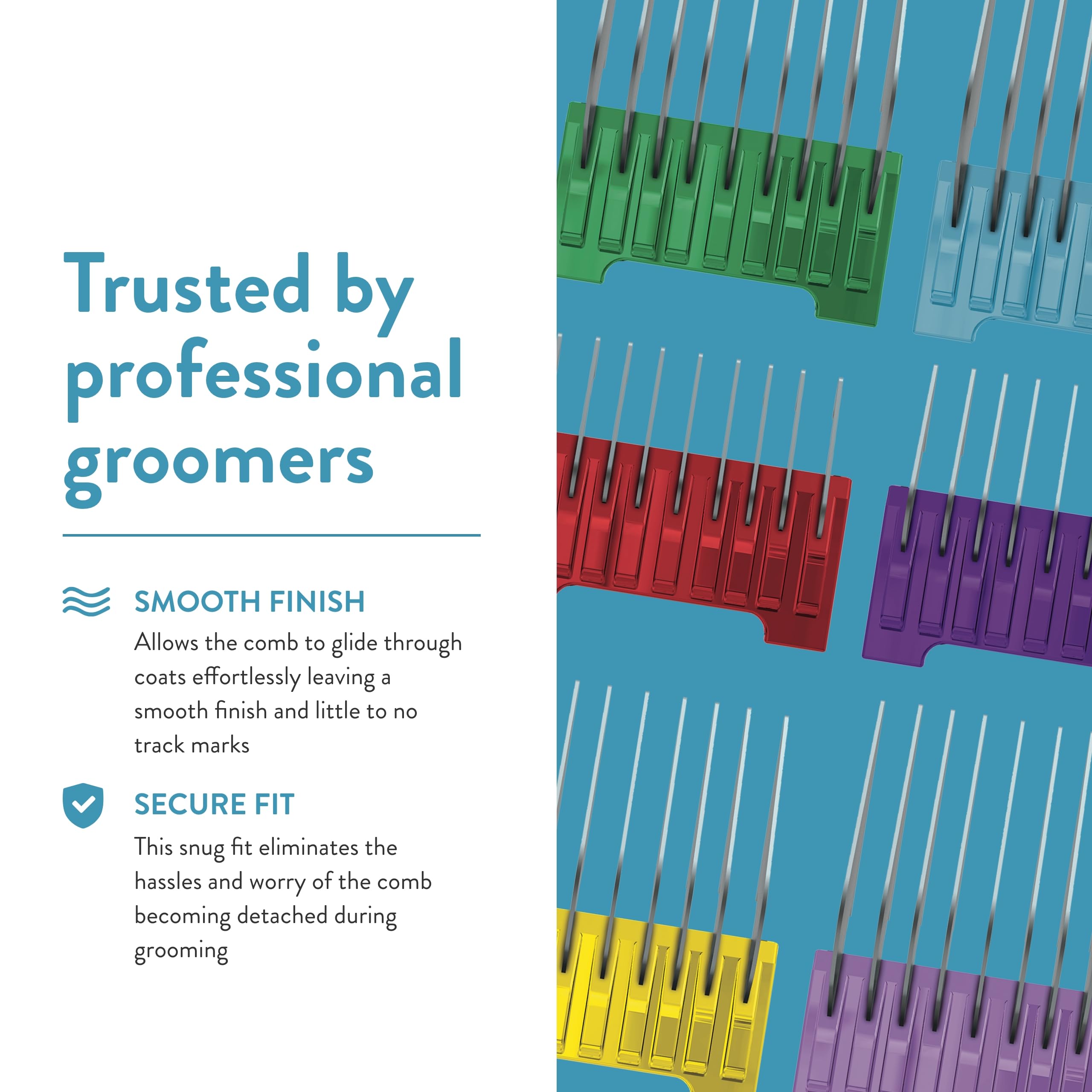 Wahl Professional Animal Stainless Steel Attachment Guide Comb Set For Wahl'S Bravura, Arco, 5 Style Groom, Chromado, Creativa, Figura, And Motion Pet, Dog, Cat, And Horse Clippers