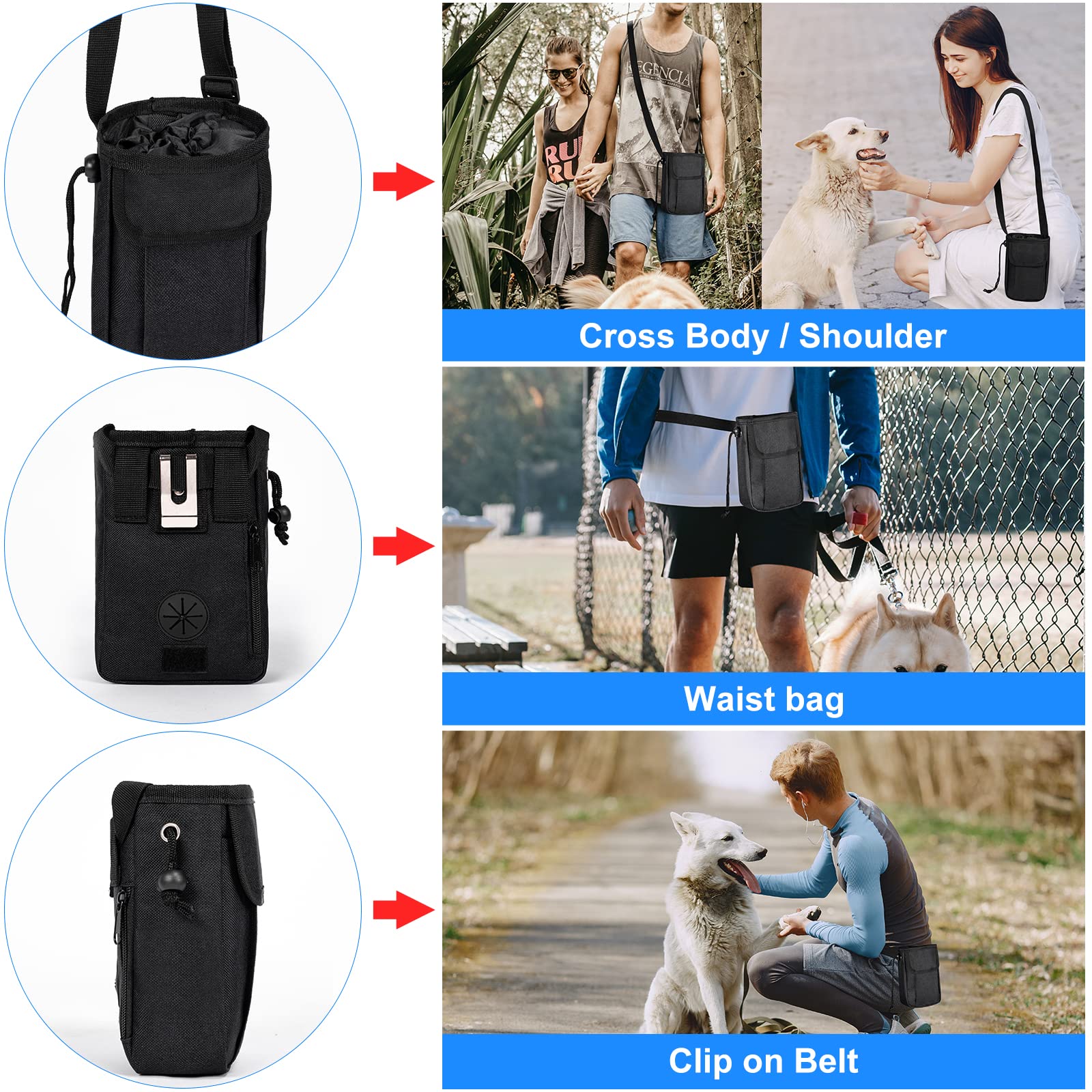 Dog Travel Bag, Airline Approved Pet Travel Bag with 2 Dog Treat Training Pouches for Weekend Pet Travel Supplies & Accessories,